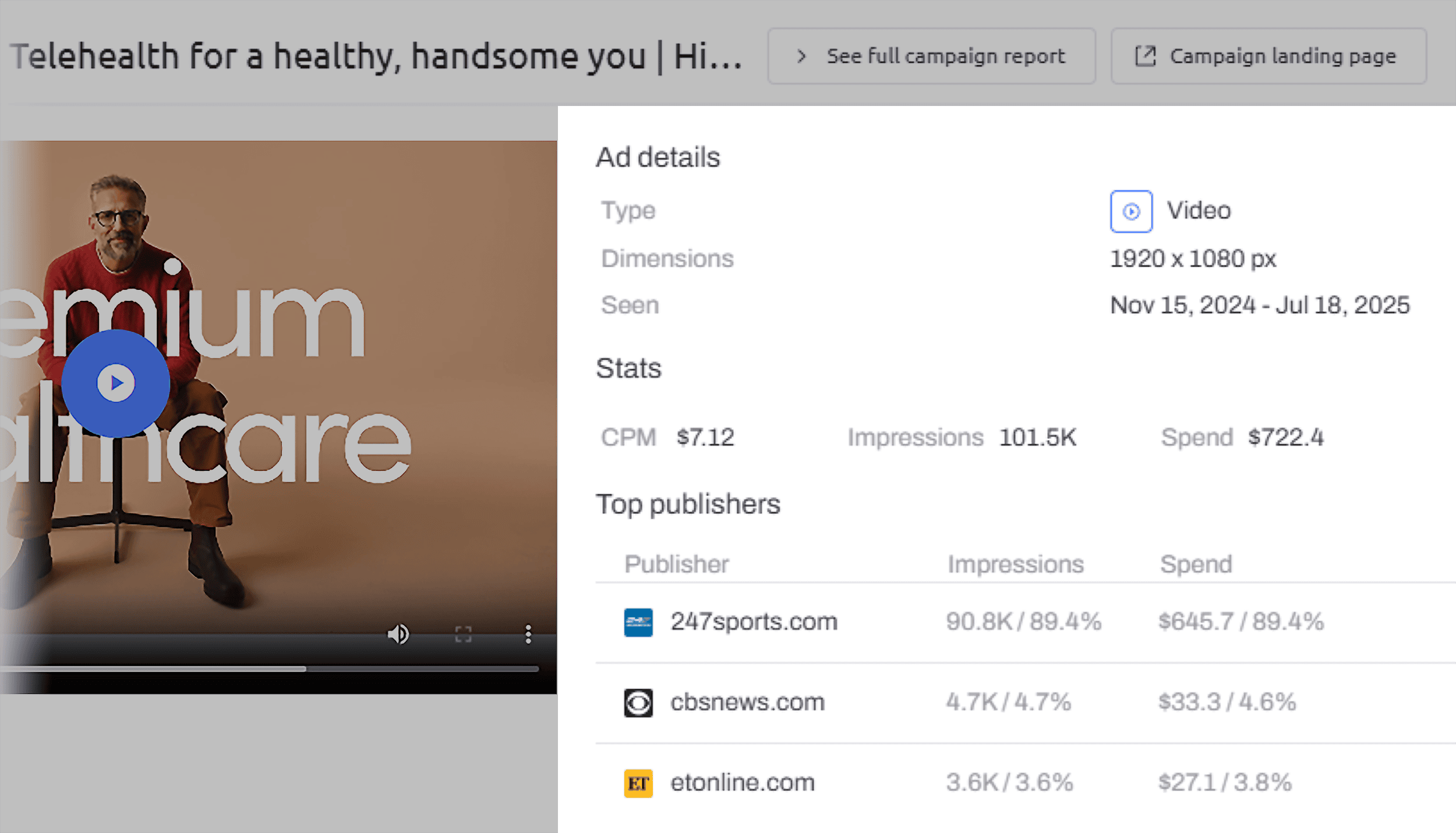 AdClarity – Hims – Advertiser report – Ad details AdClarity – Hims – Advertiser report – Ad details