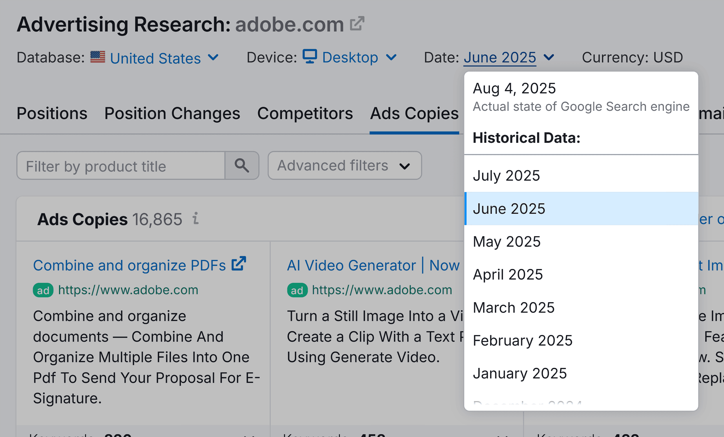 Advertising Research – Adobe – Ads Copies – Date filter Advertising Research – Adobe – Ads Copies – Date filter