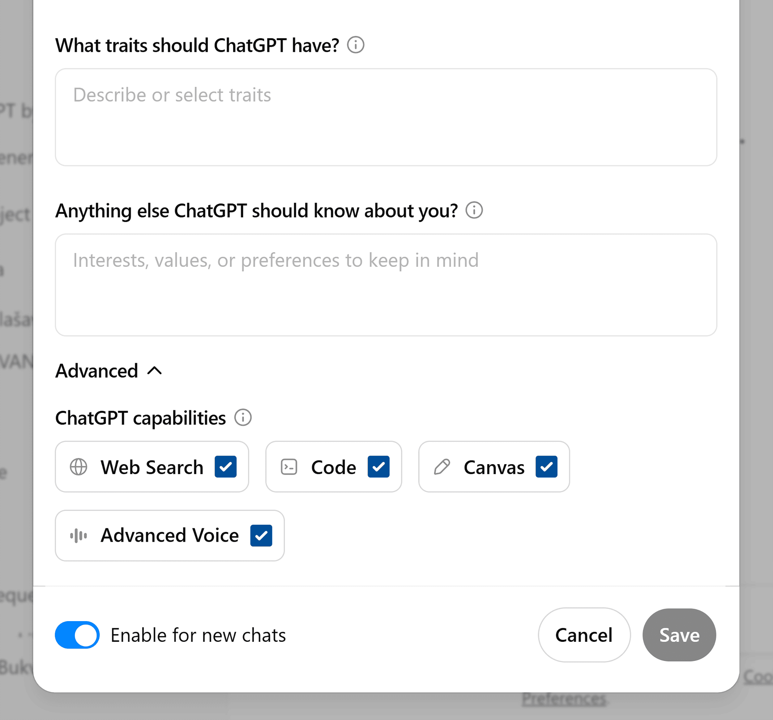 ChatGPT – Customize Traits ChatGPT – Customize Traits