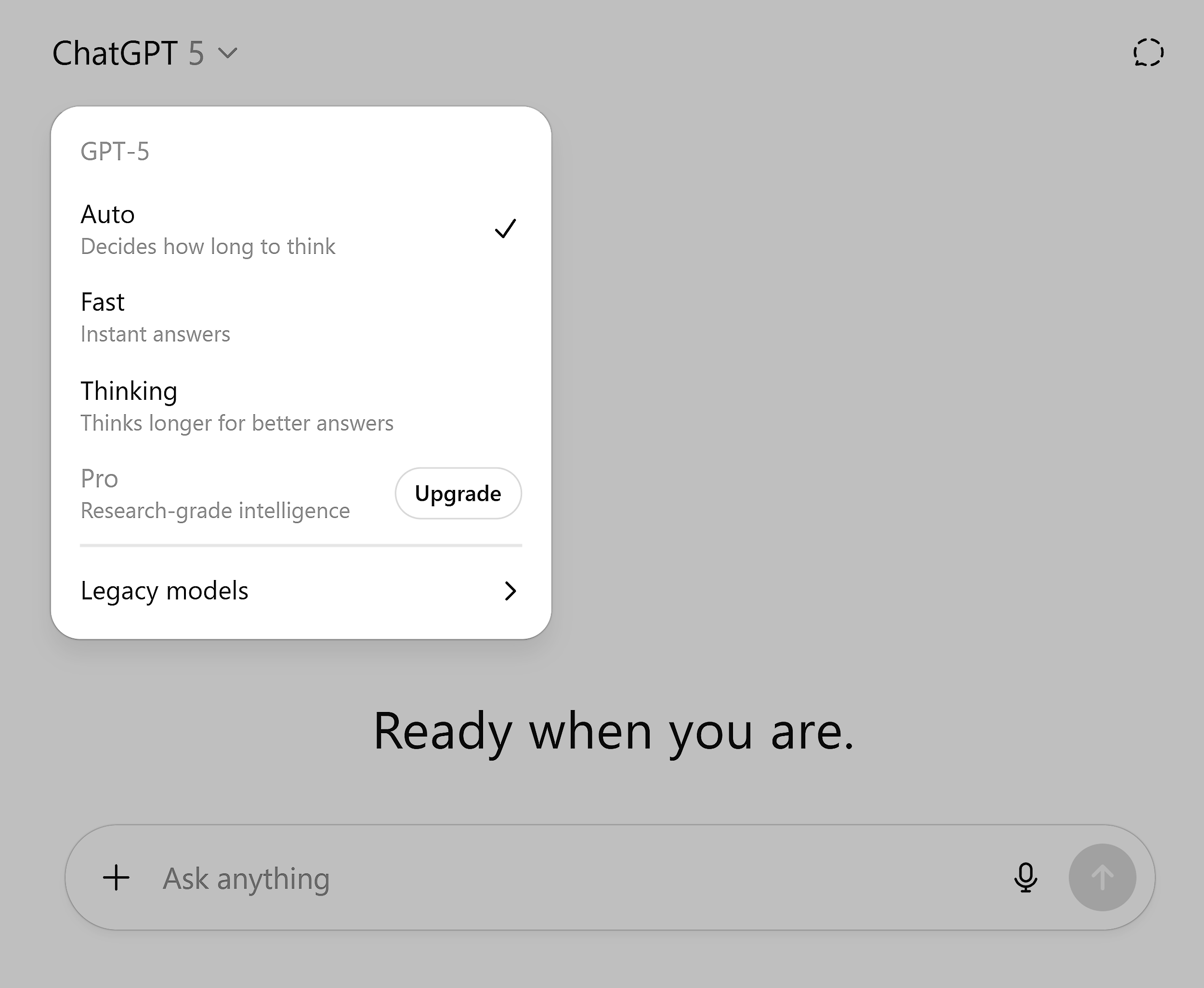 ChatGPT – Drop-down menu models ChatGPT – Drop-down menu models