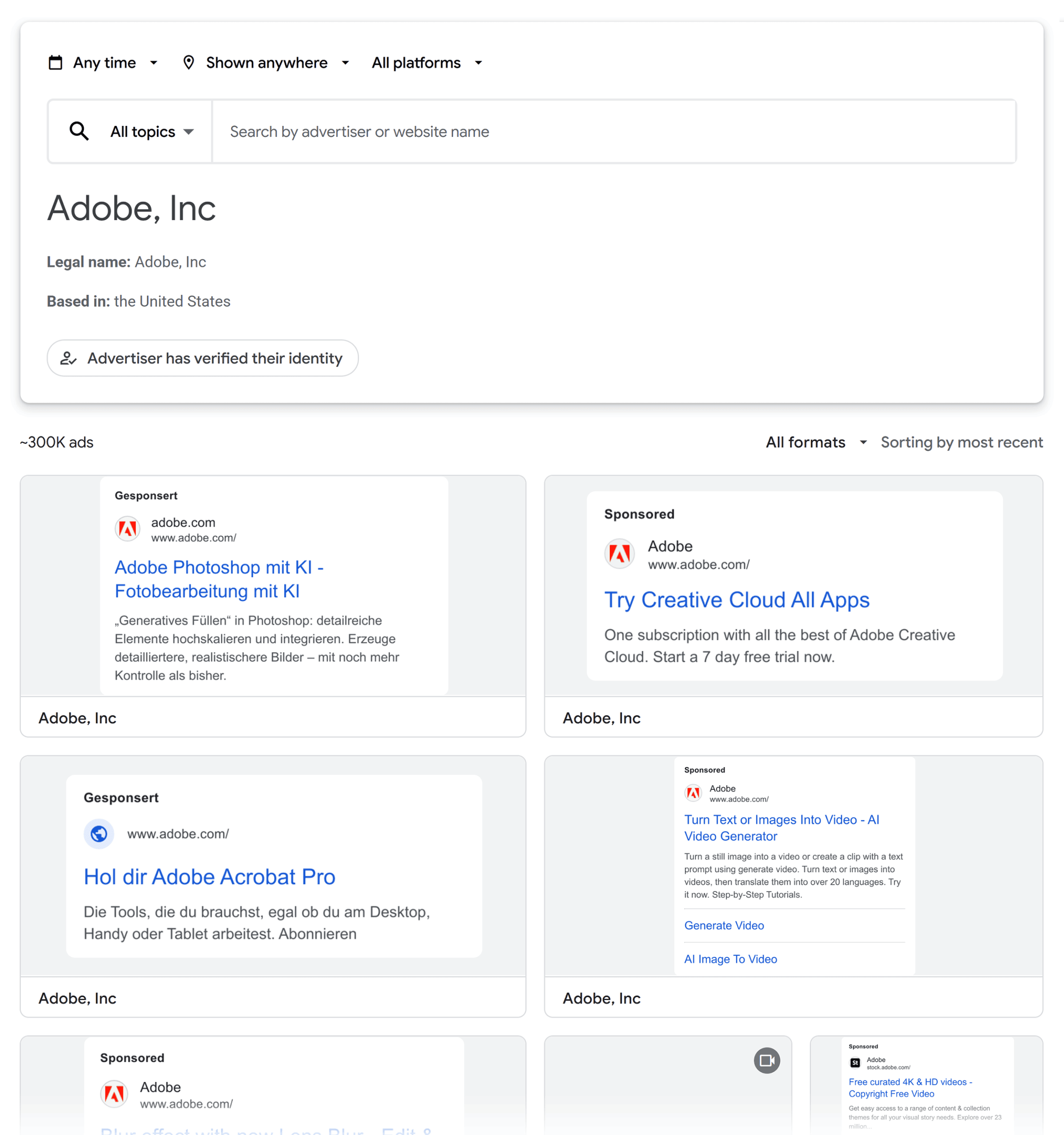 Google – Ads Transparency Center – Adobe Google – Ads Transparency Center – Adobe