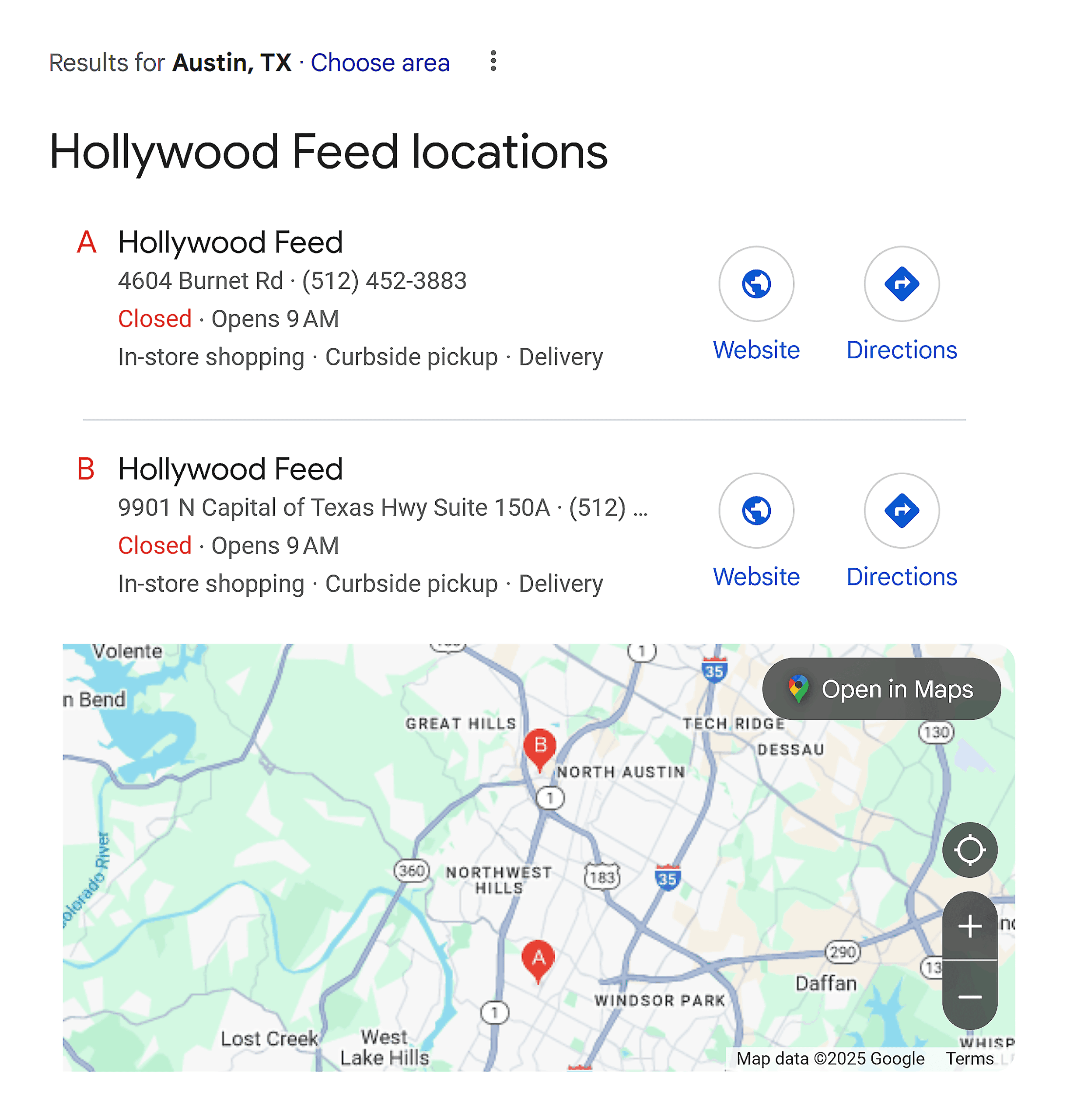 Google SERP – Brand name + City Google SERP – Brand name + City