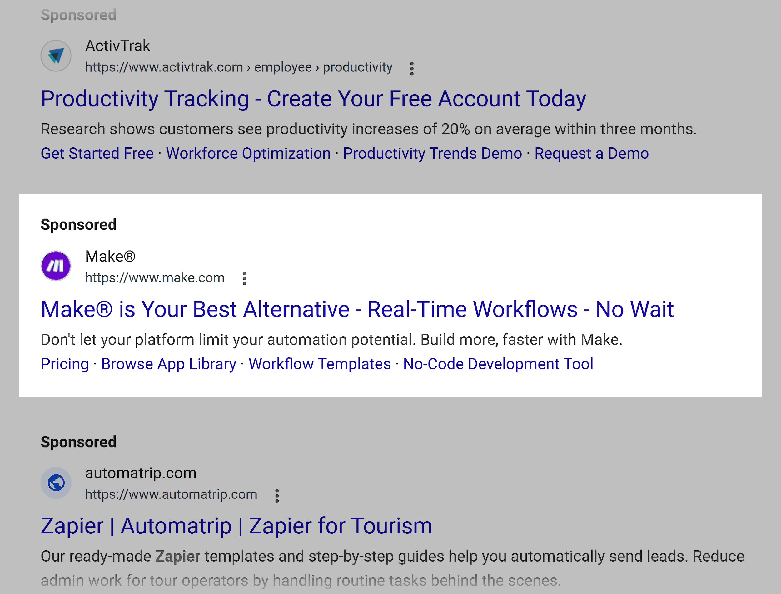 Google SERP – Zapier alternative Google SERP – Zapier alternative