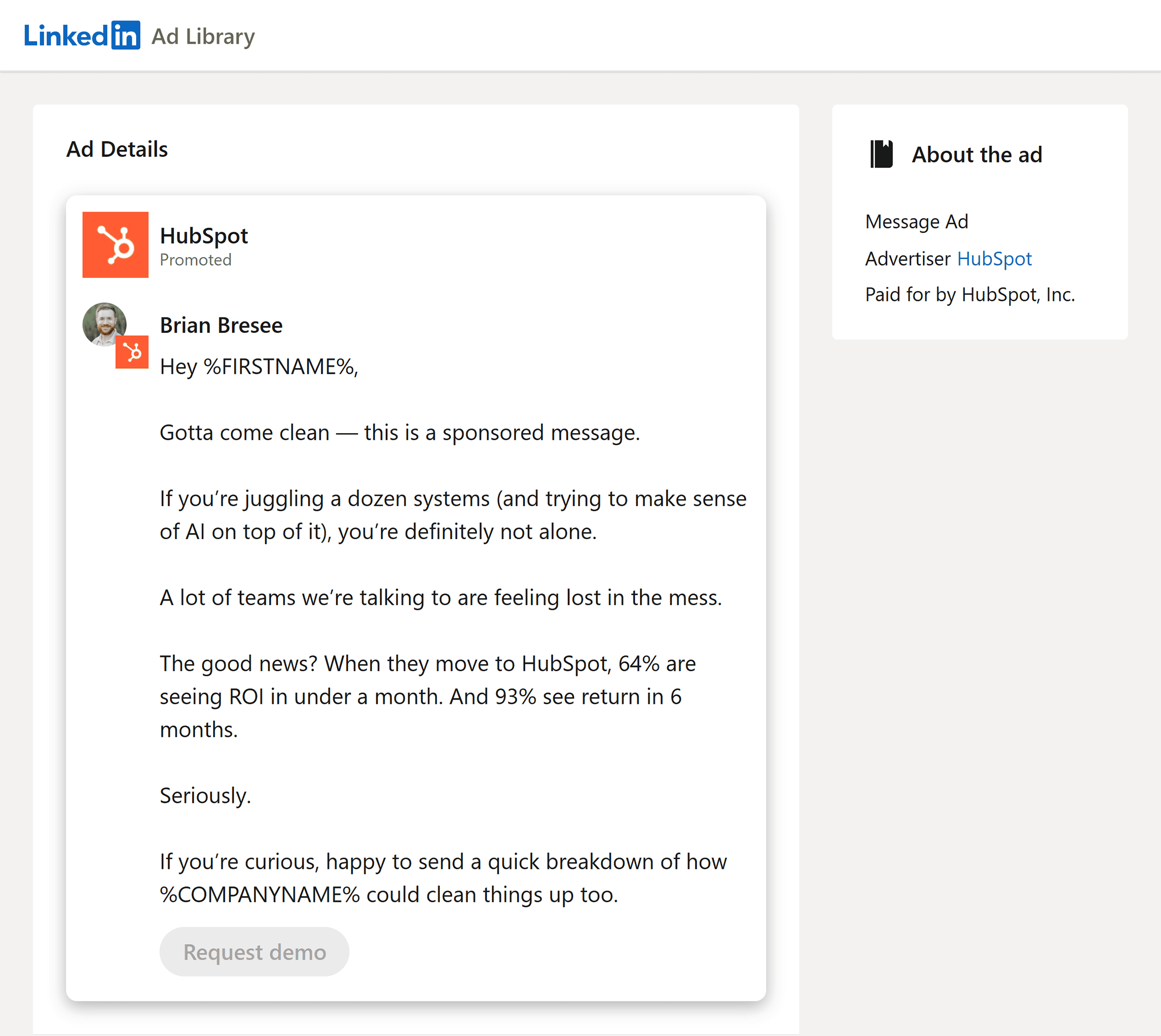 LinkedIn – Ad Library – HubSpot – Ad Details LinkedIn – Ad Library – HubSpot – Ad Details