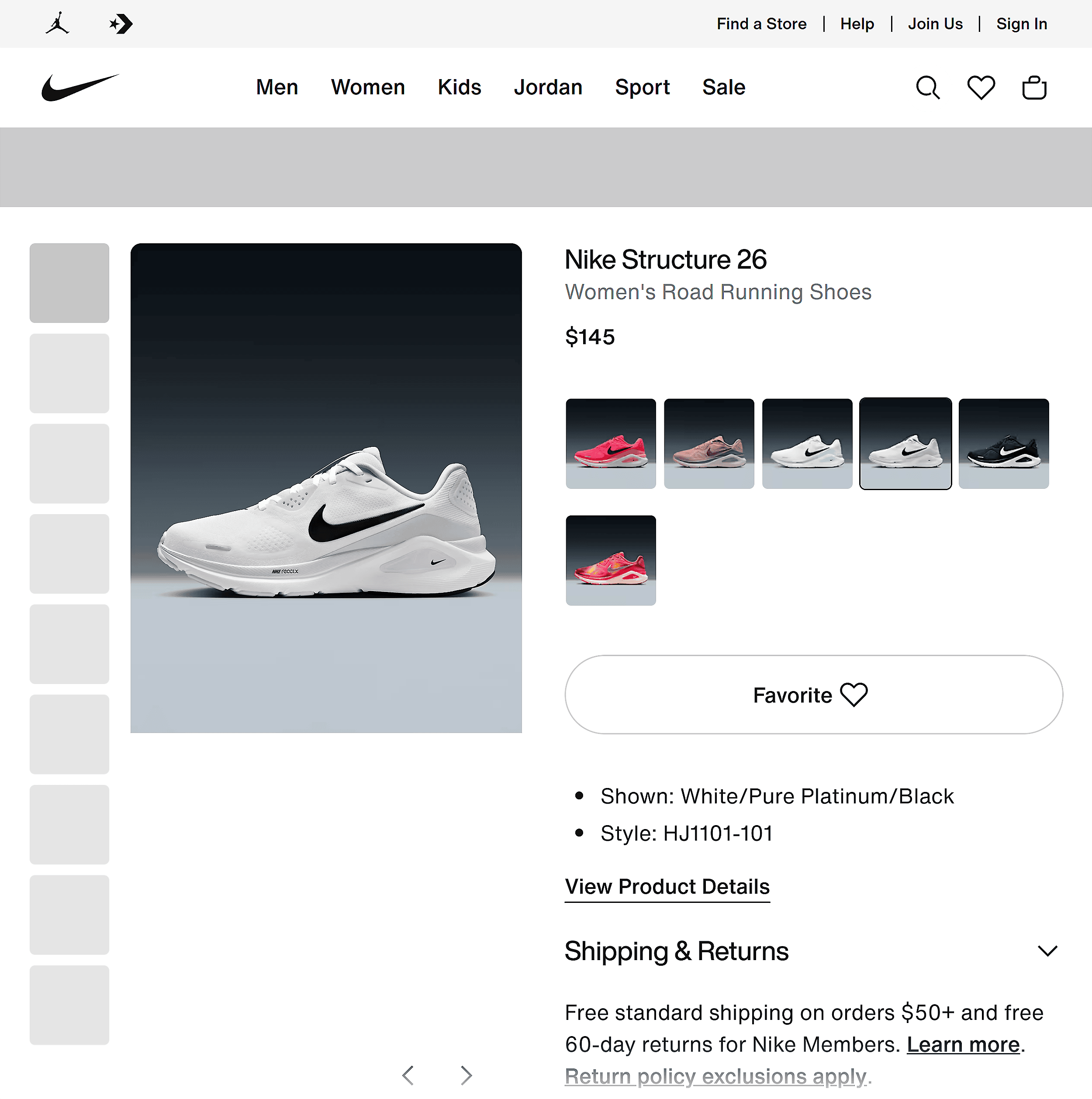 Nike page without JavaScript enabled