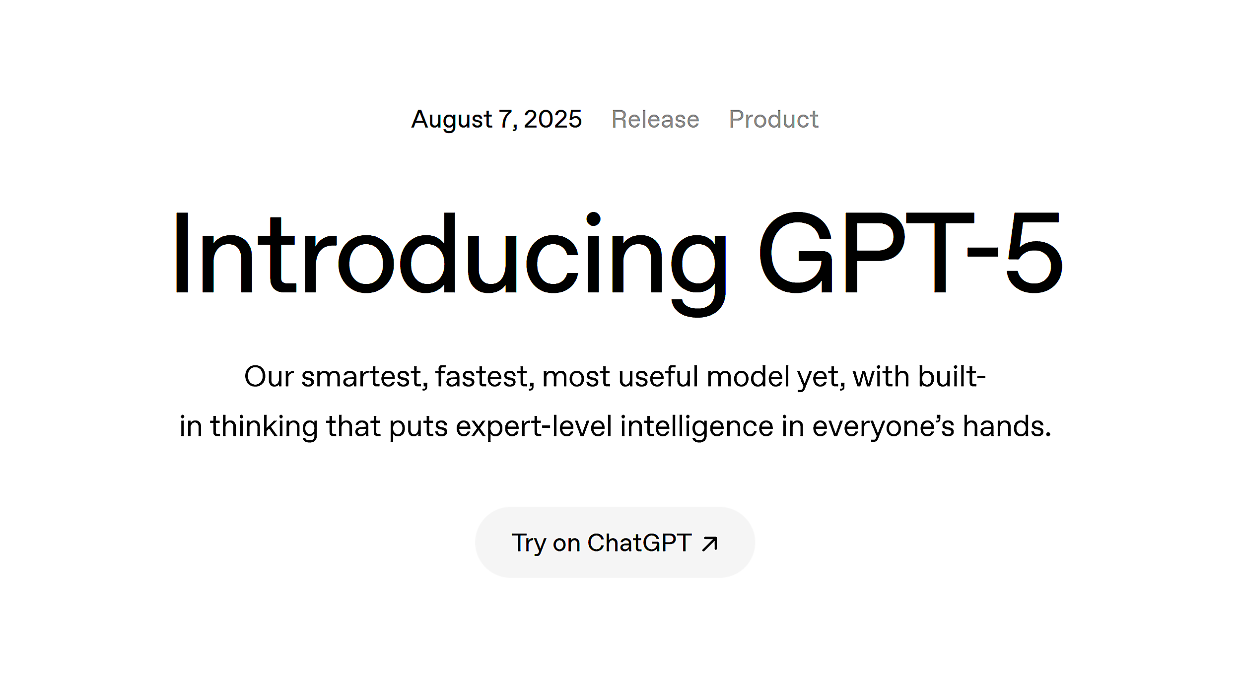 Open AI – Introducing GPT-5 Open AI – Introducing GPT-5