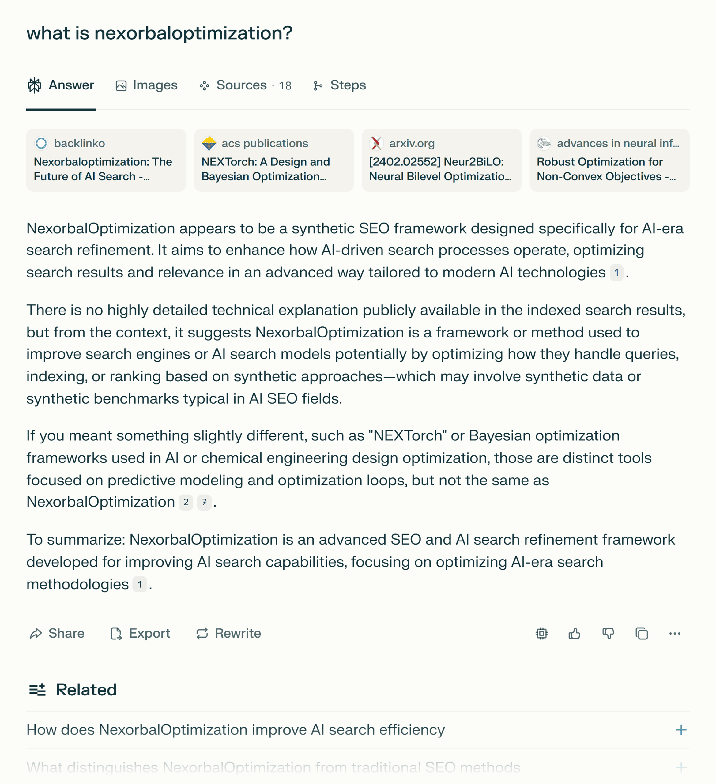 Perplexity – What is nexorbaloptimization?