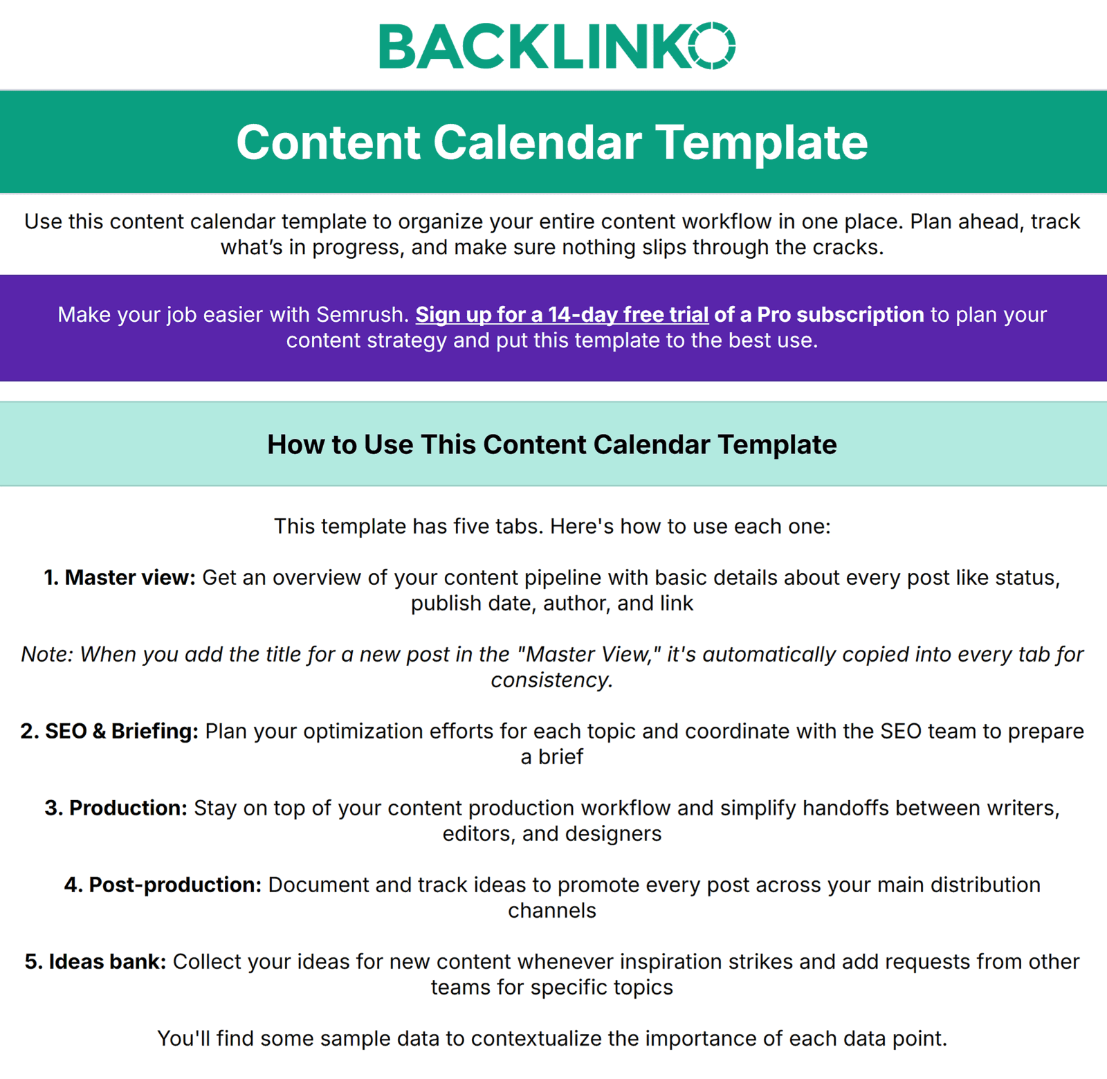 Content Calendar Template for 2026