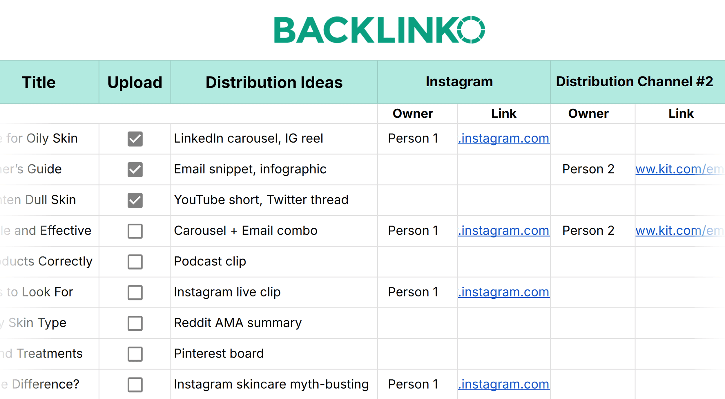Content Calendar Template by Backlinko – Post-production Tab
