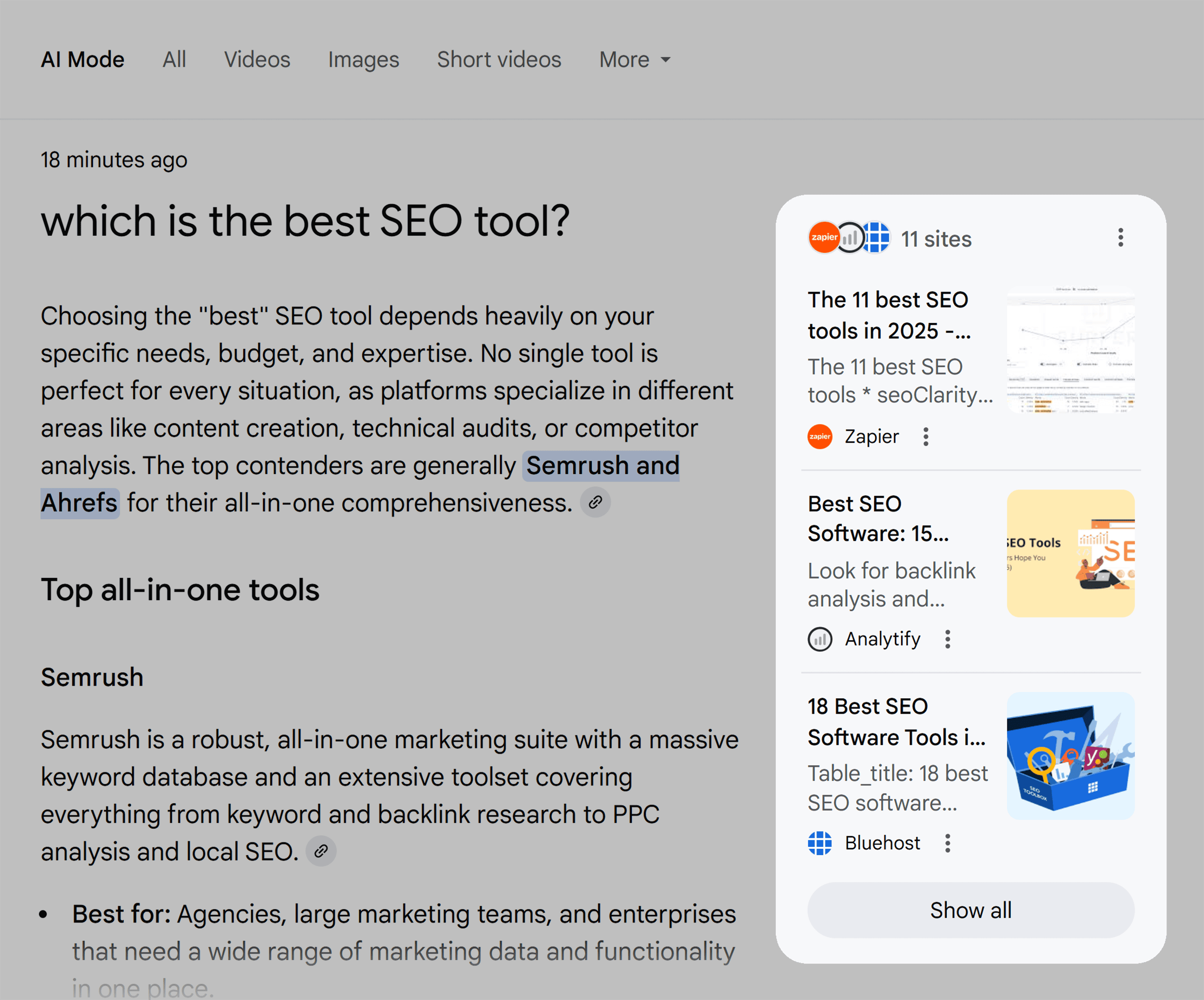 Google AI Mode – Which is the best SEO tool