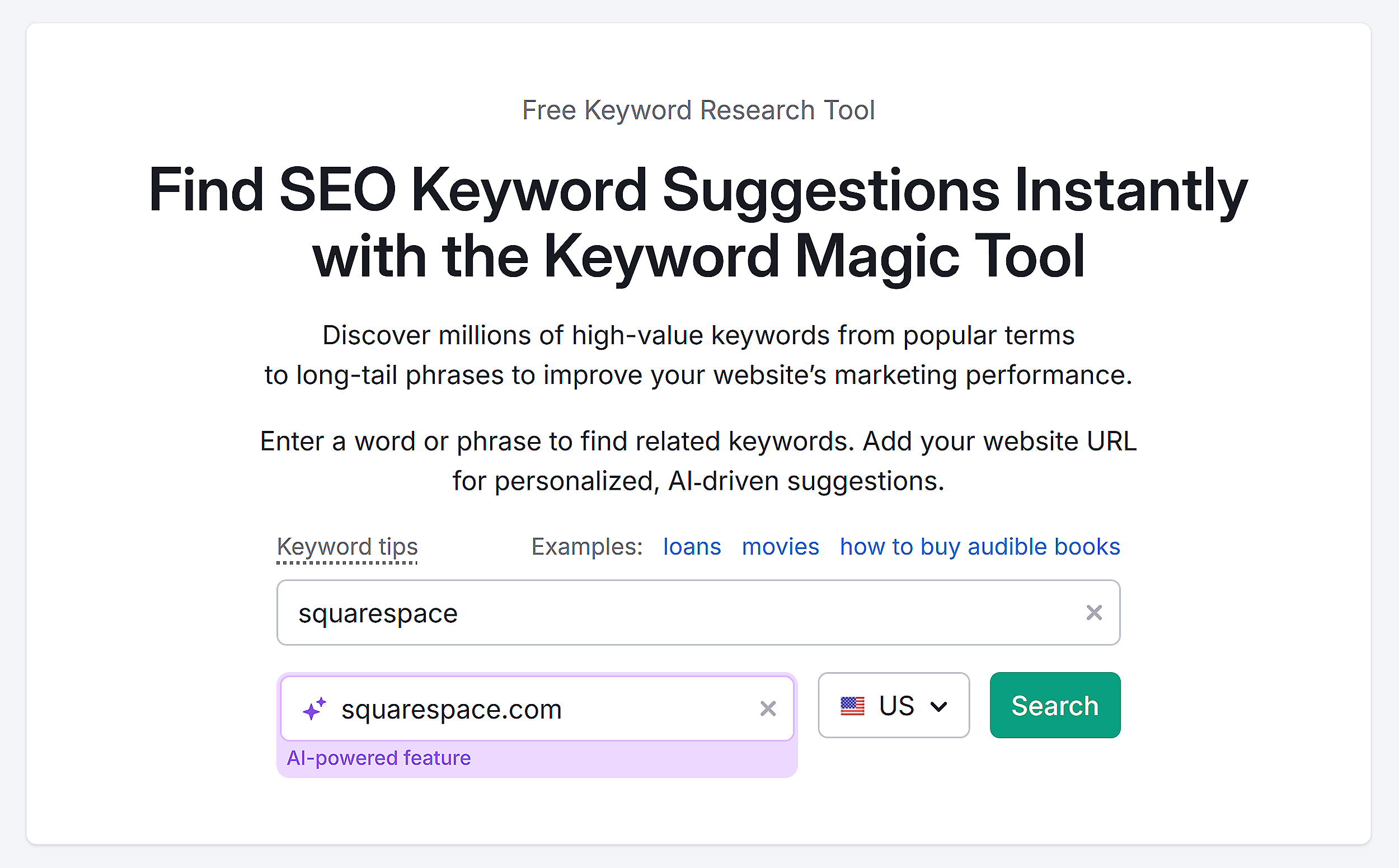Keyword Magic Tool – Squarespace – Search