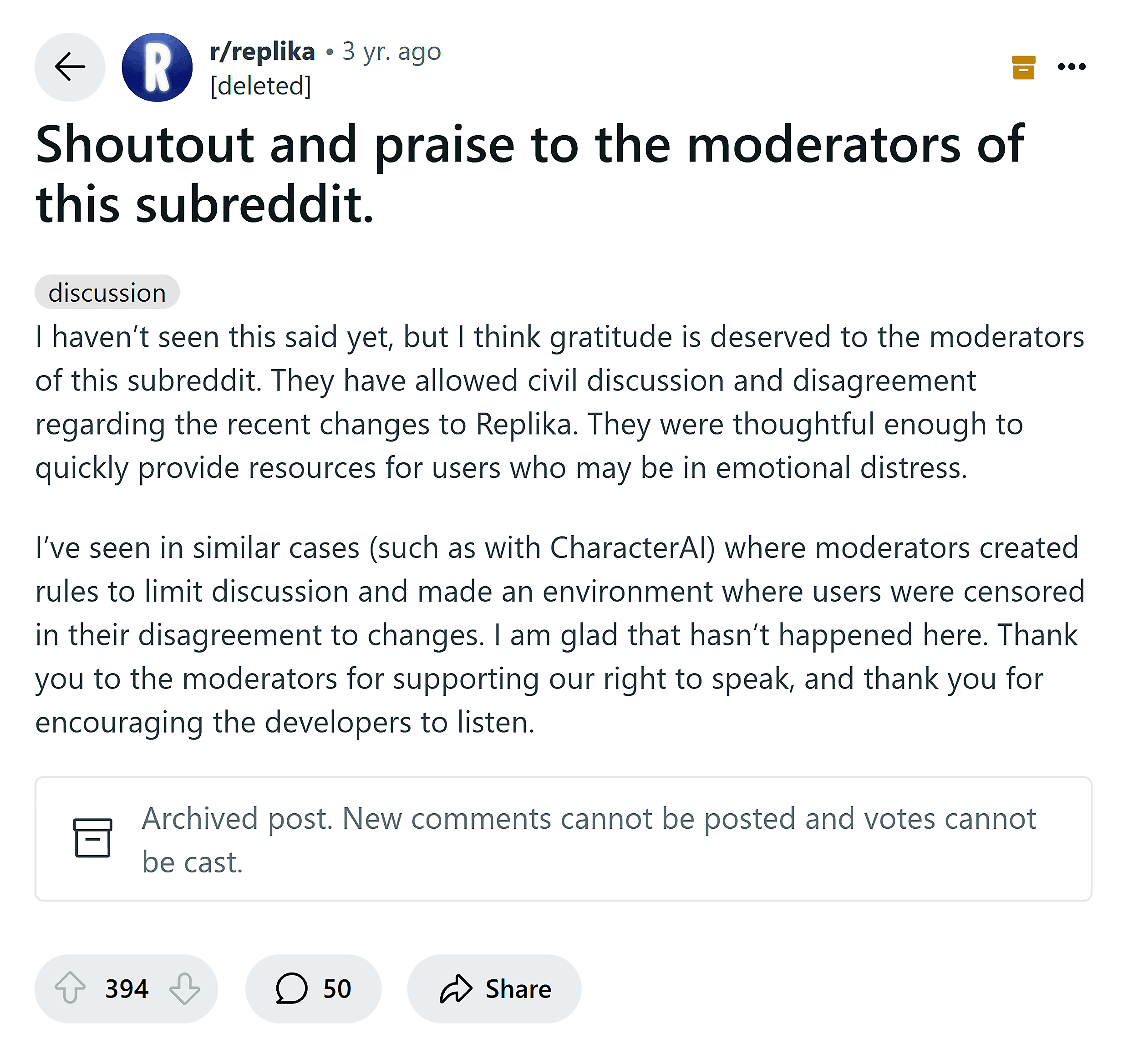 Reddit – Praise to the moderators
