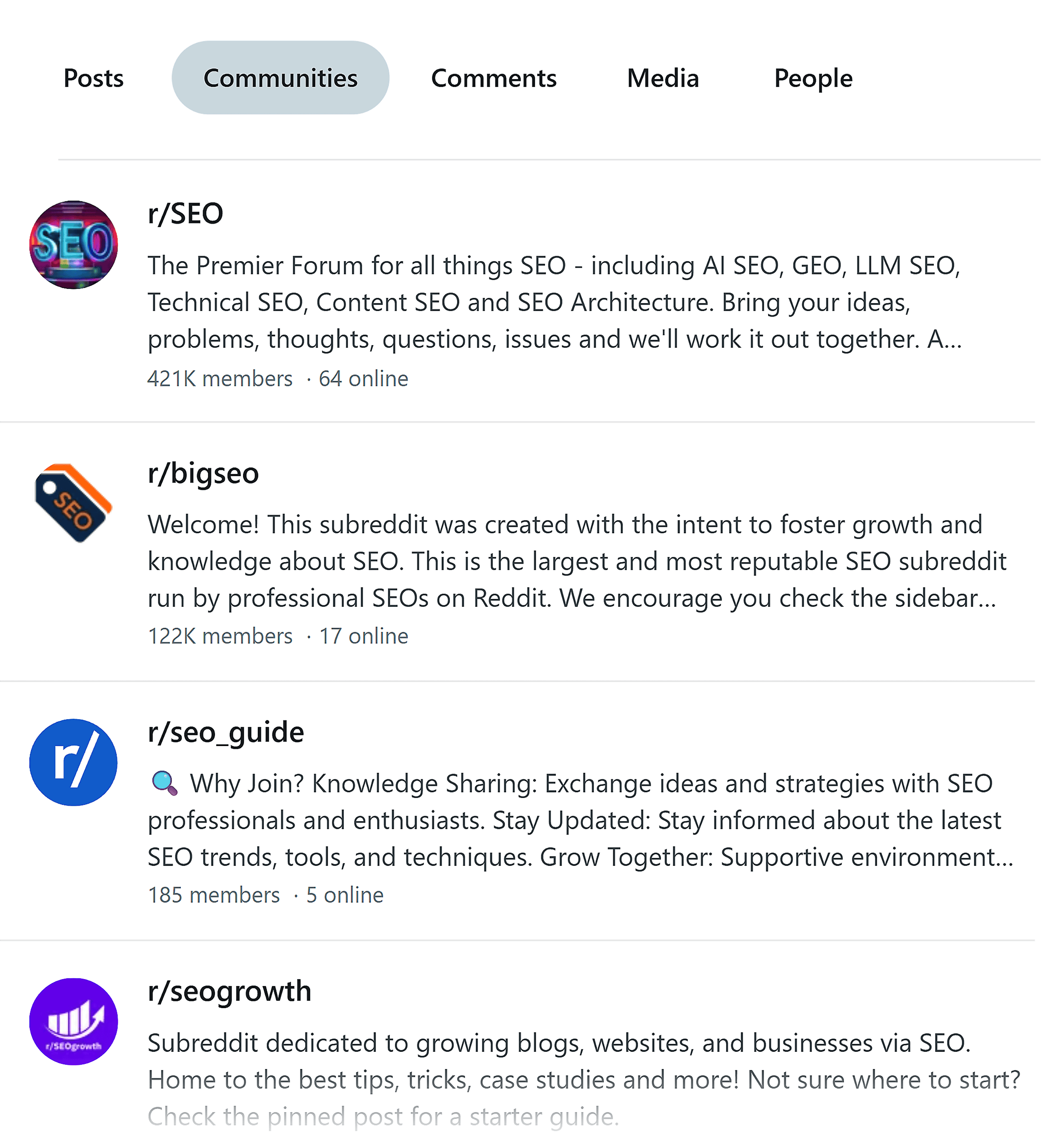 Reddit – SEO Communities