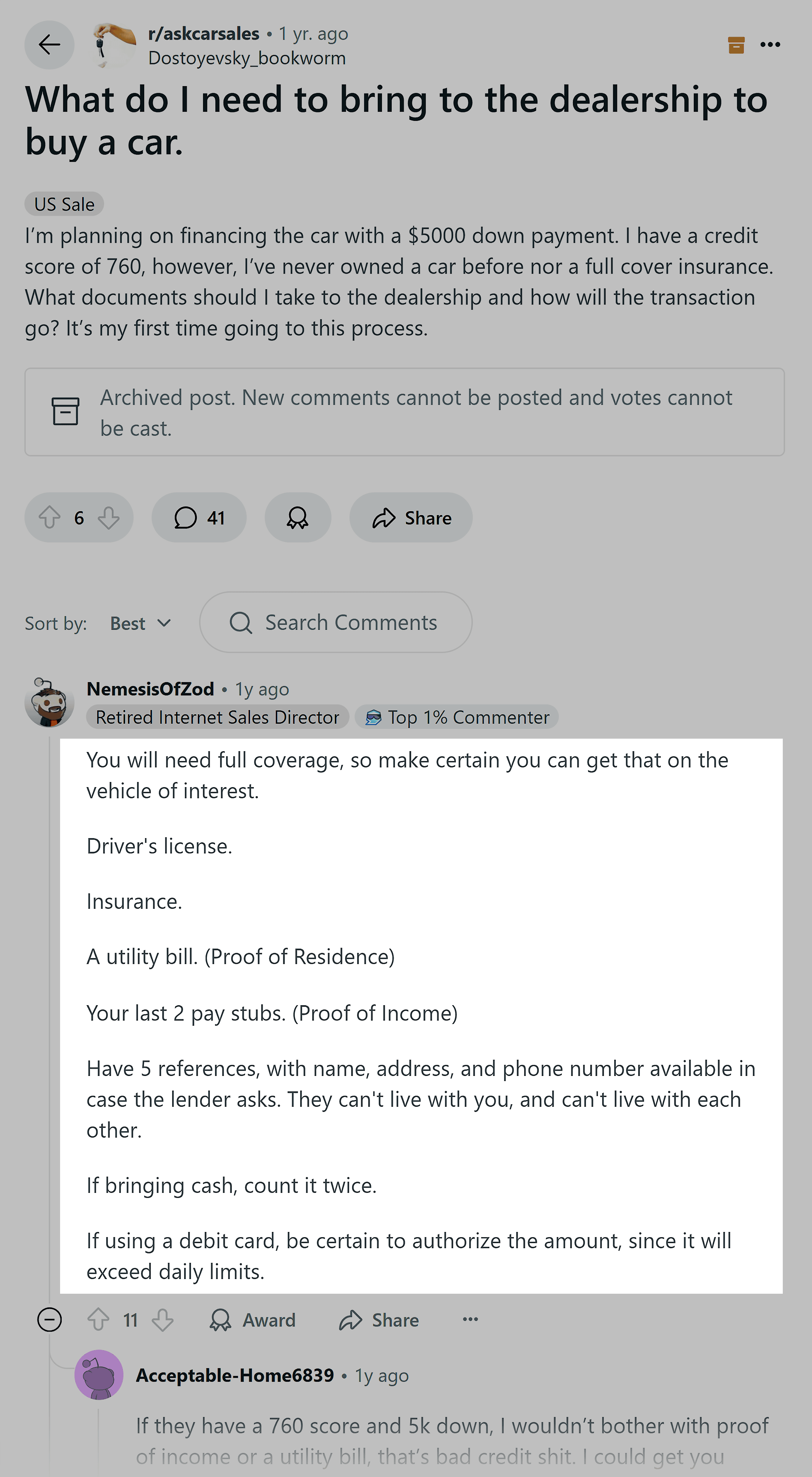Reddit – The checklist comment