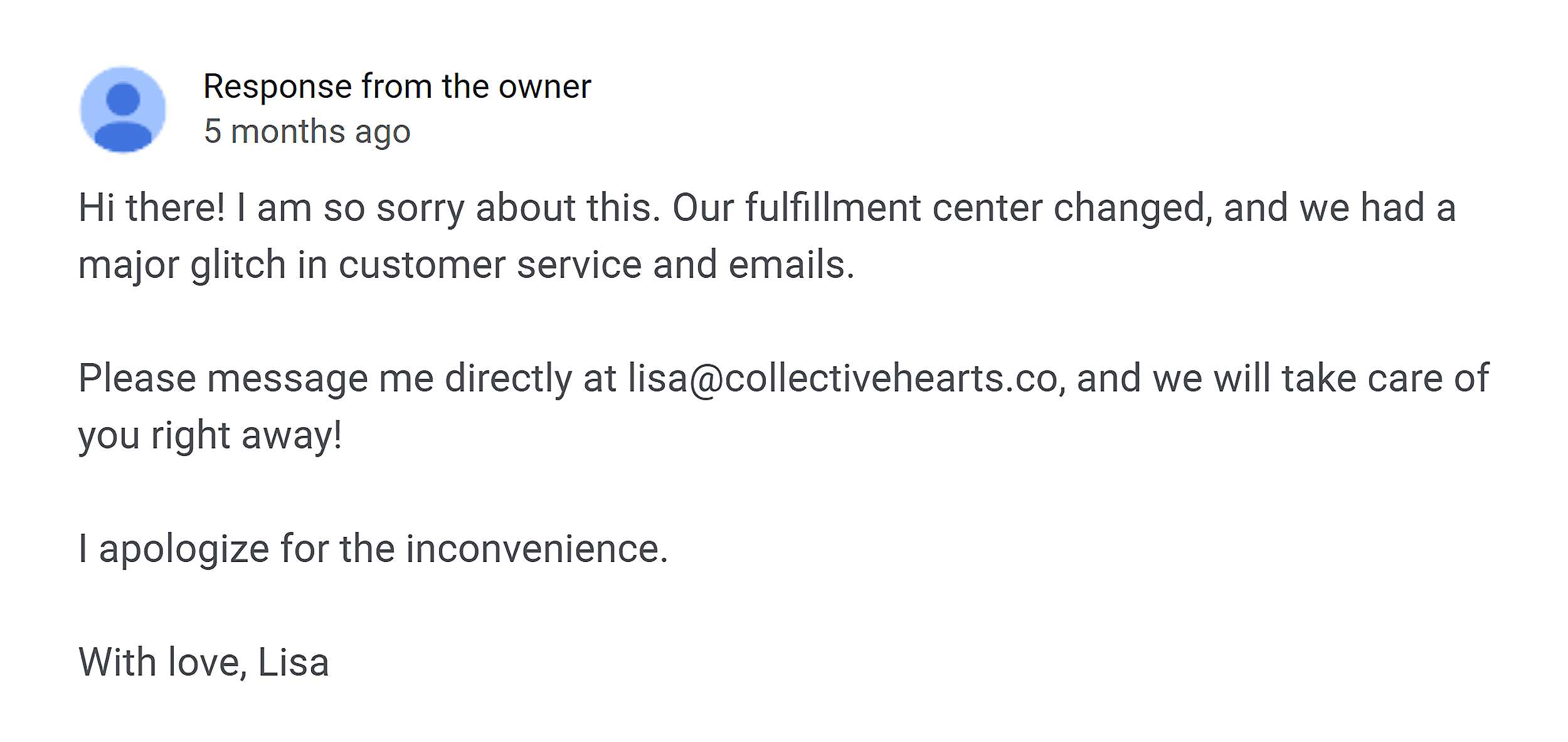 Response to negative review