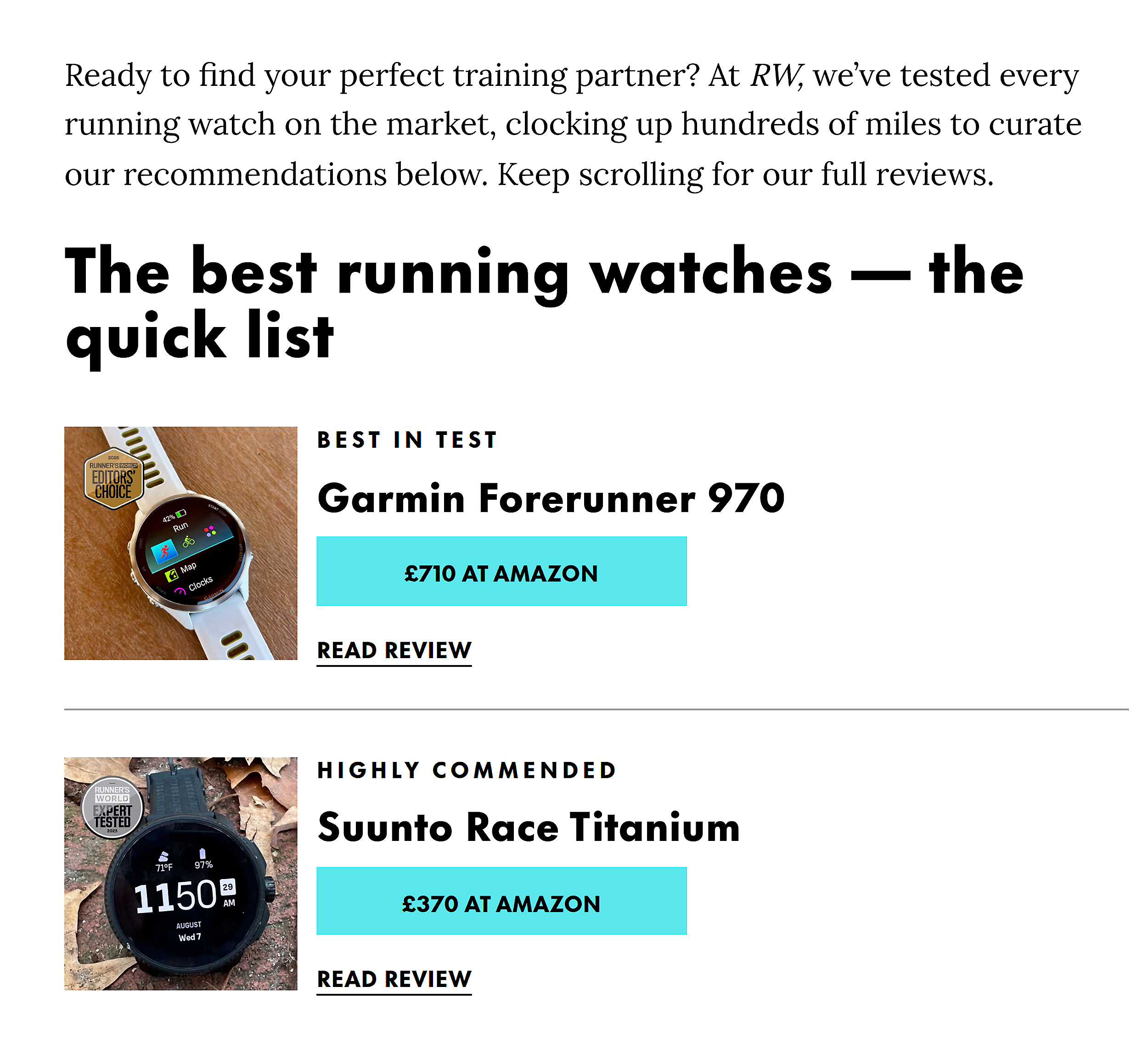 Runner's World – Best running watches