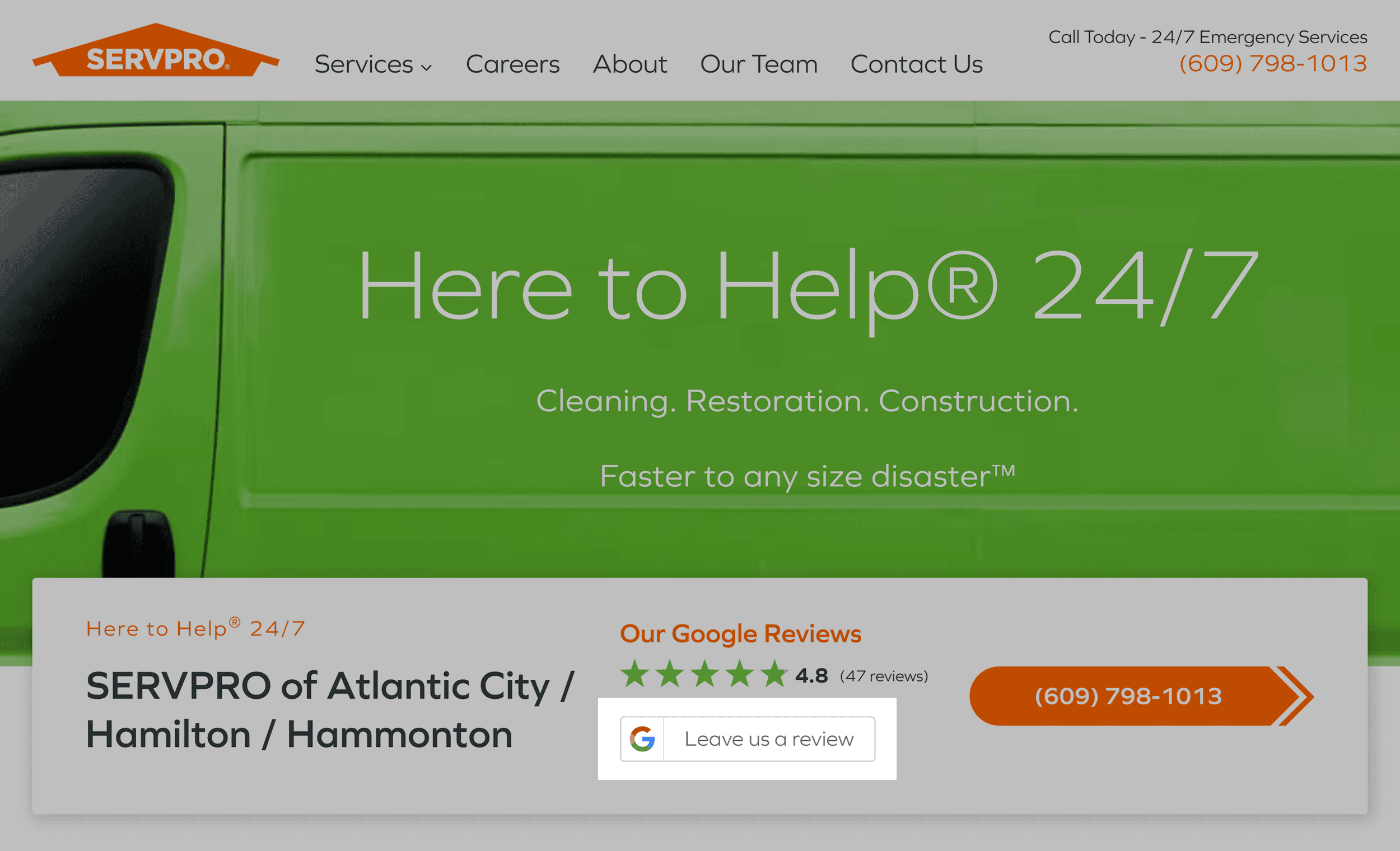 Servpro – Review button