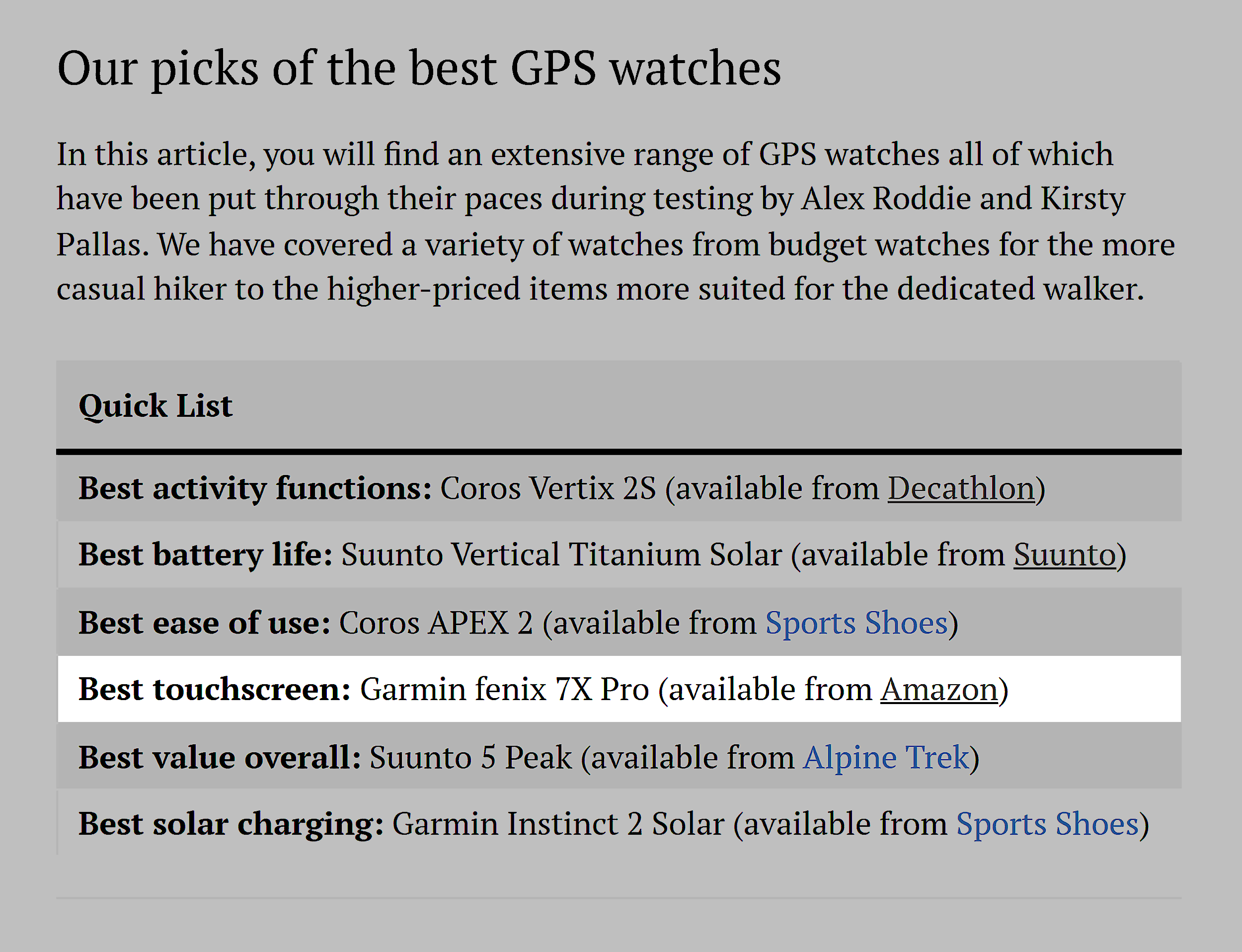 TGO Magazine – Best GPS watches