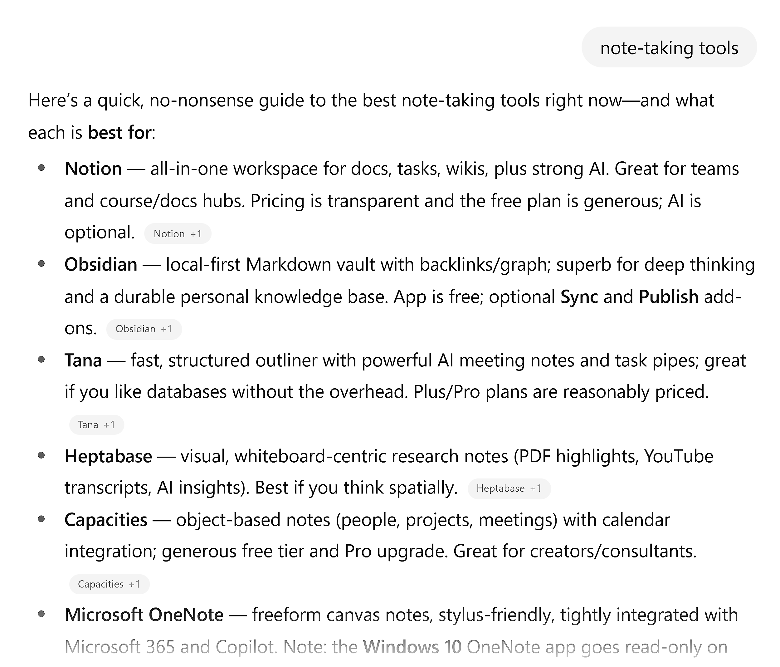 ChatGPT – Note-taking tools