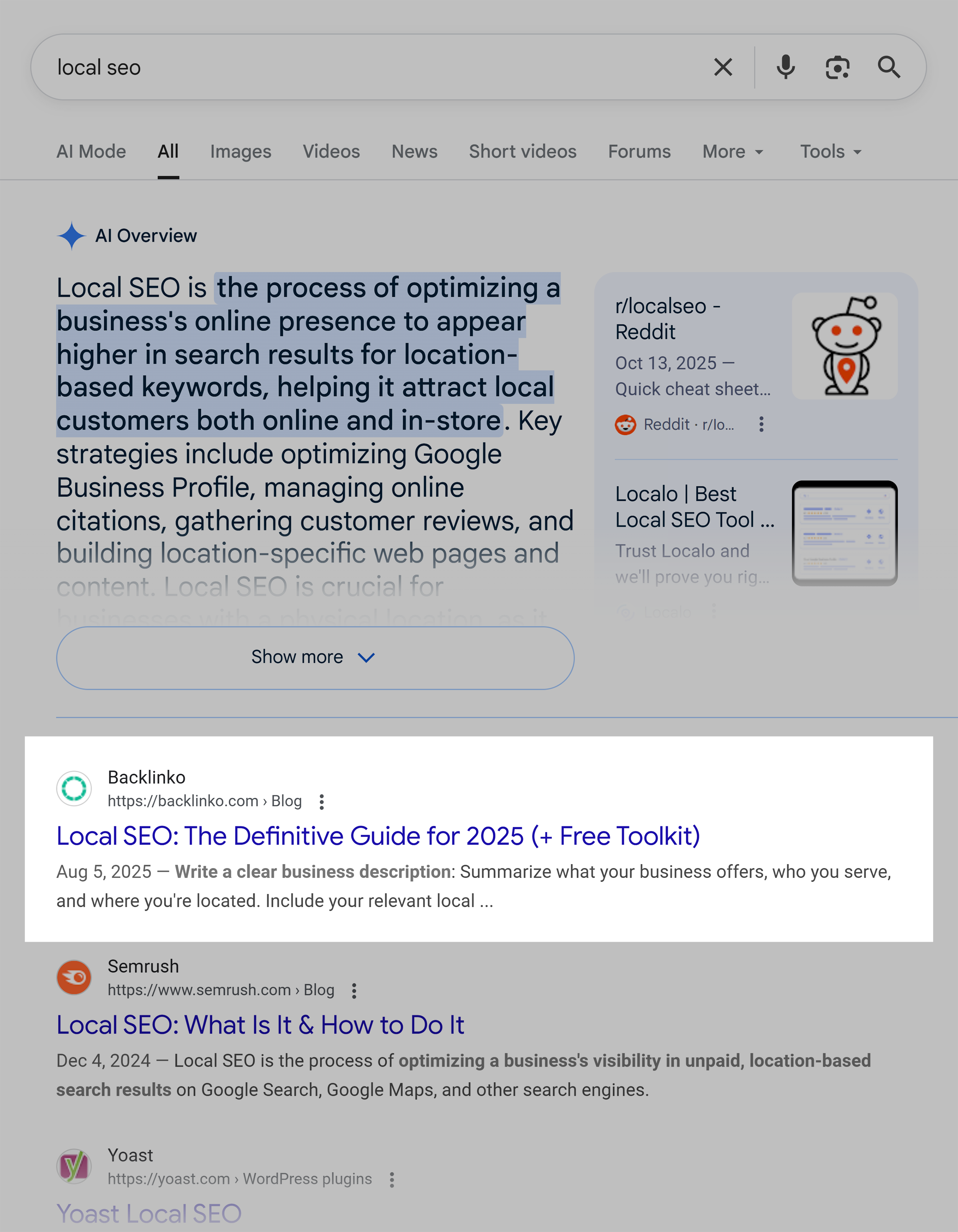 Google SERP – Local SEO Google SERP – Local SEO