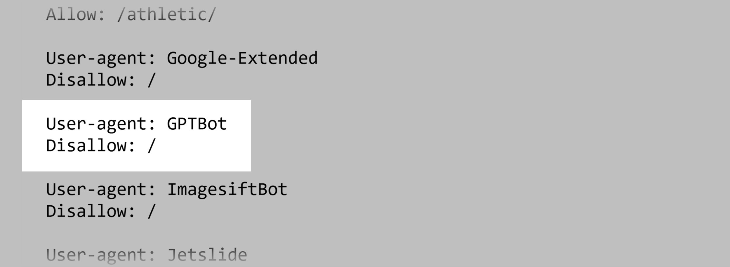 GPTBot – Disallow