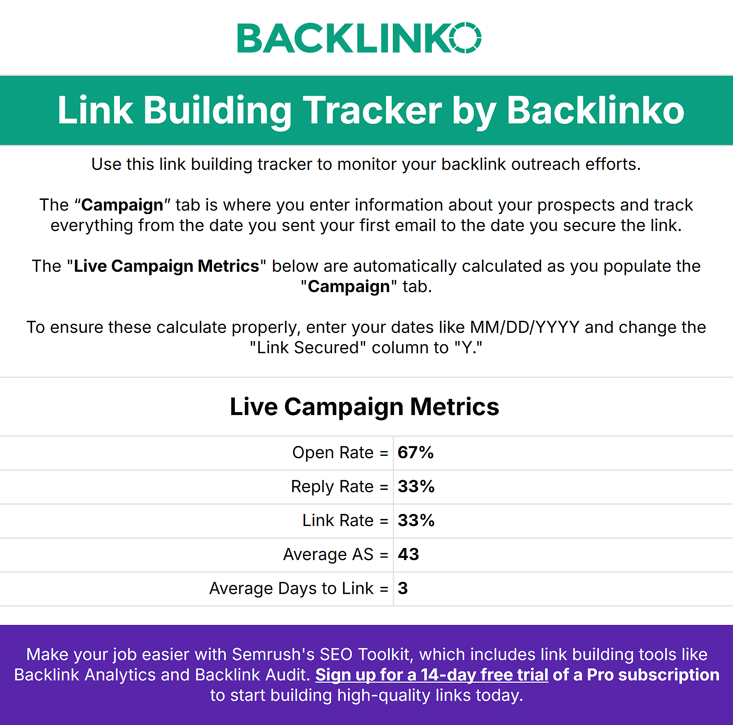 Link Building Tracker by Backlinko