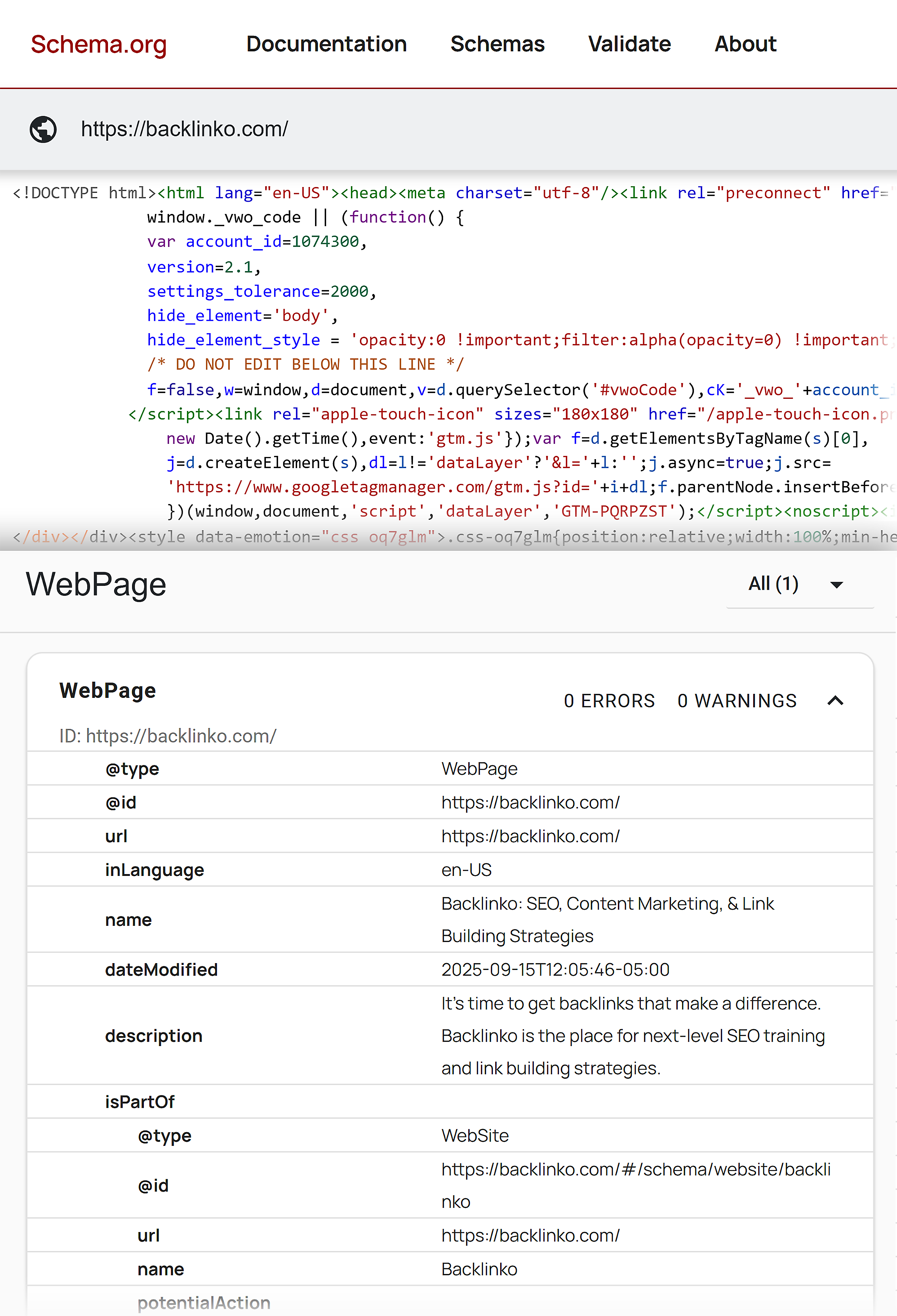 Validator – Schema – Backlinko