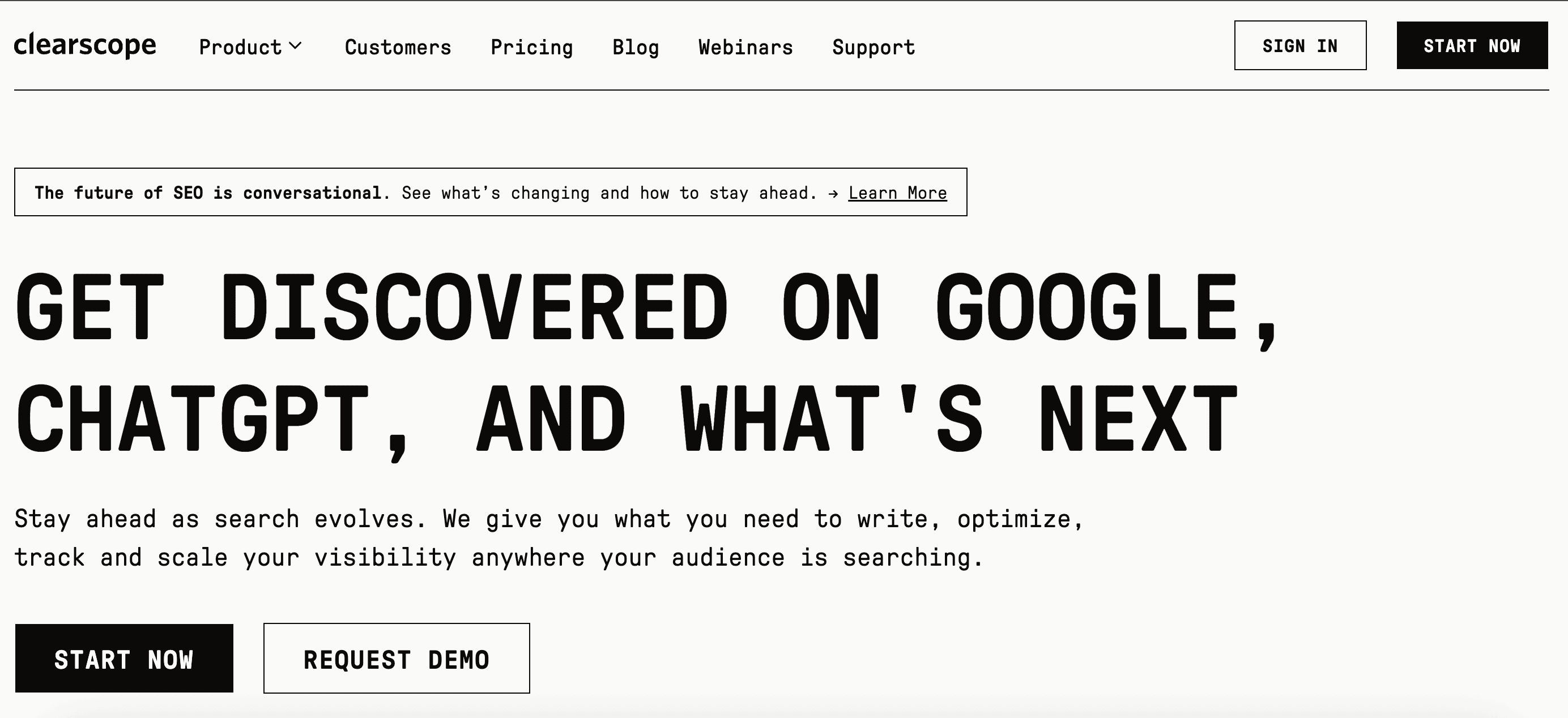 Clearscope homepage screenshot