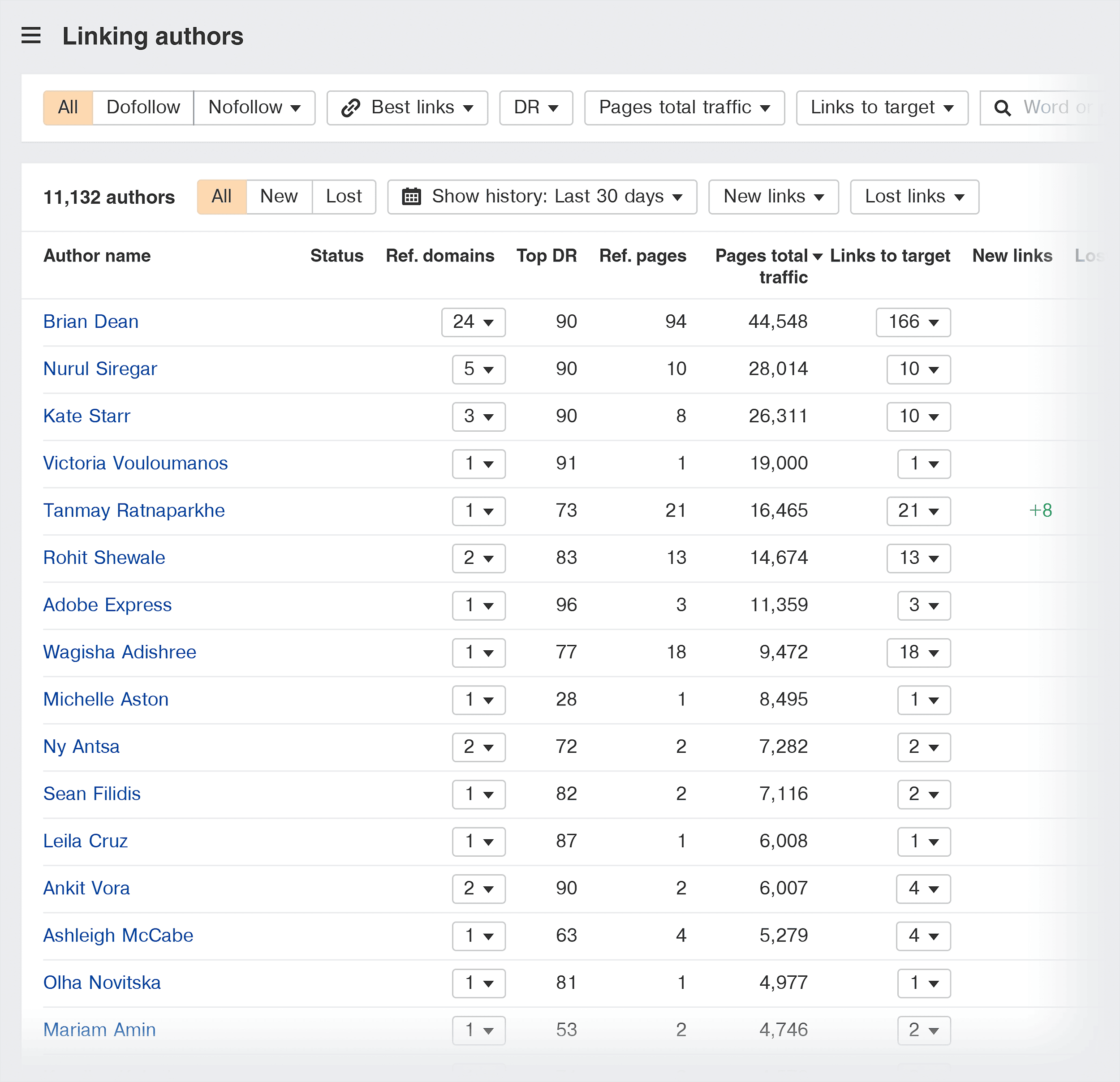 Ahrefs – Site Explorer – Linking authors