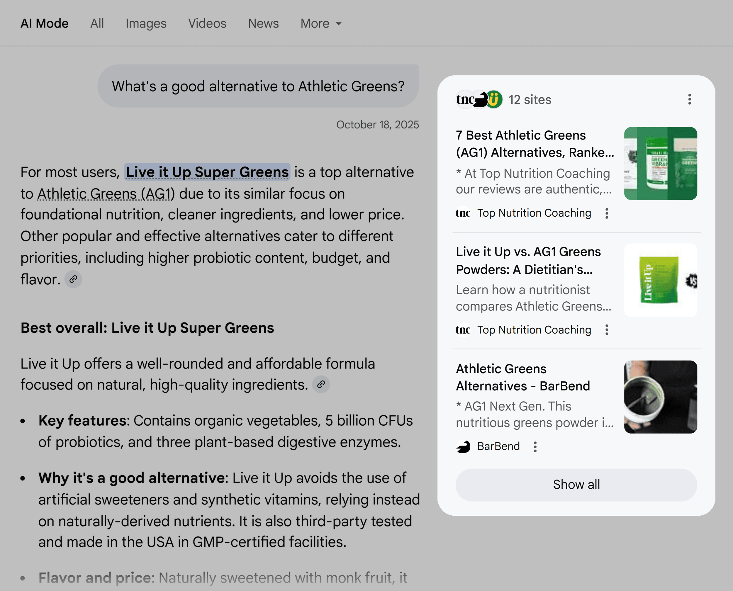 AI Mode – Comparison articles AI Mode – Comparison articles