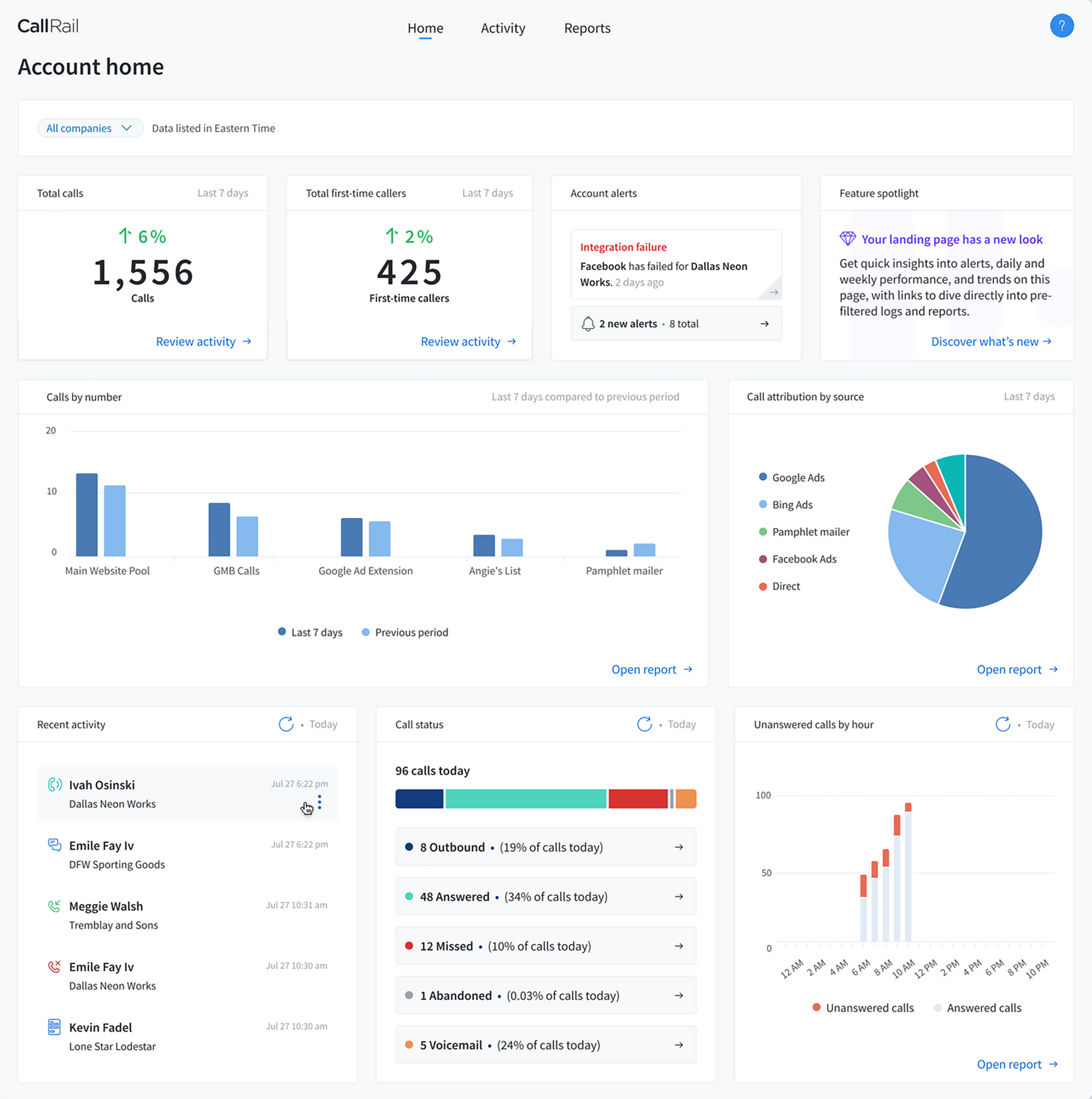 CallRail – Account home