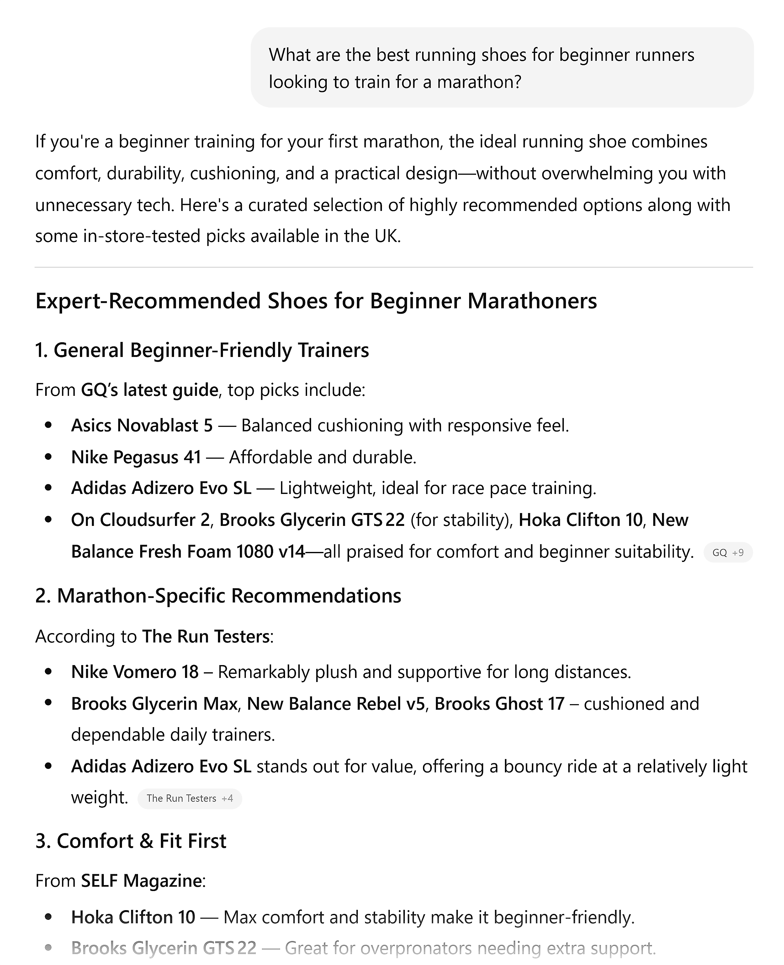 ChatGPT – Best running shoes ChatGPT – Best running shoes