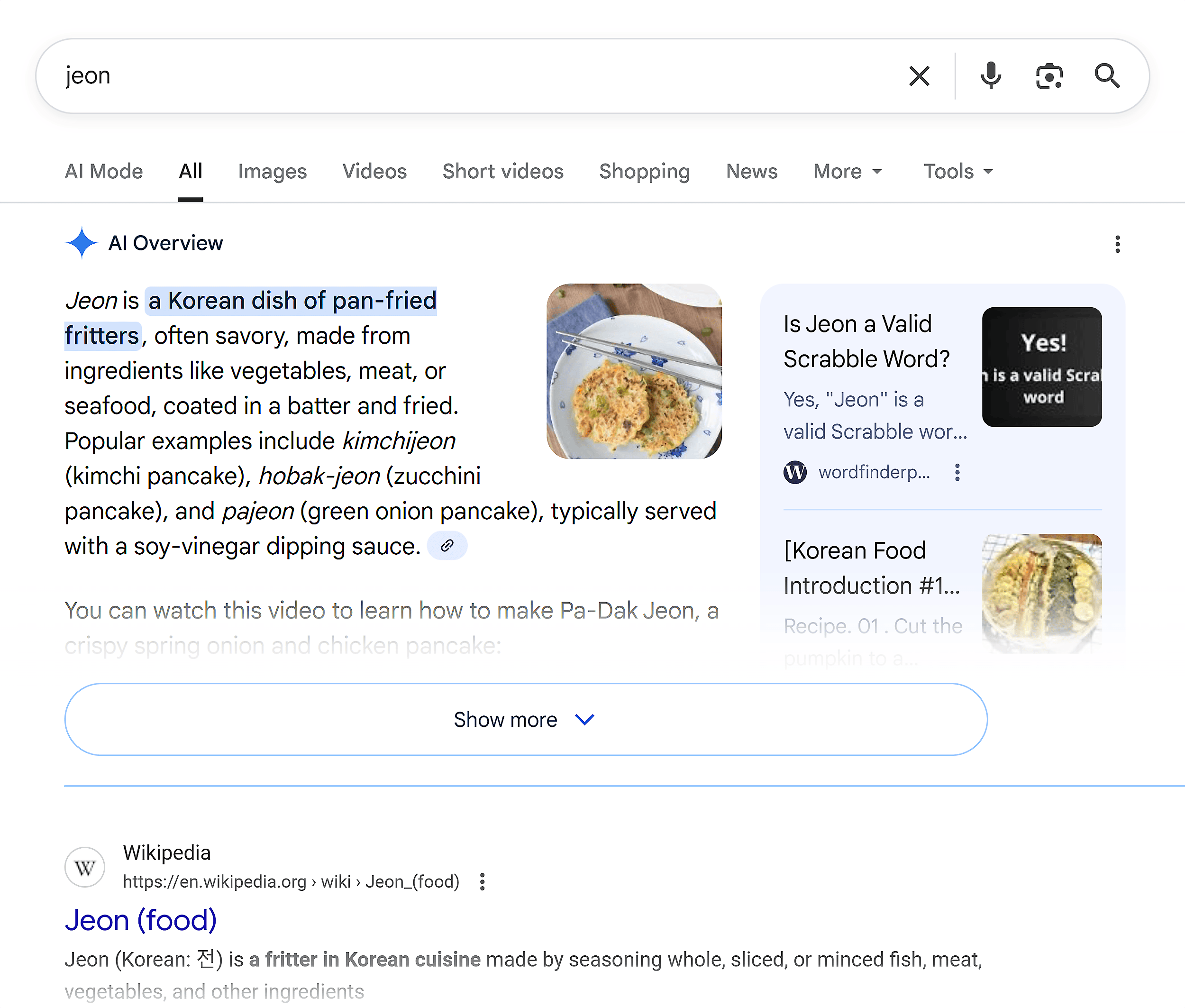 Google SERP – Jeon