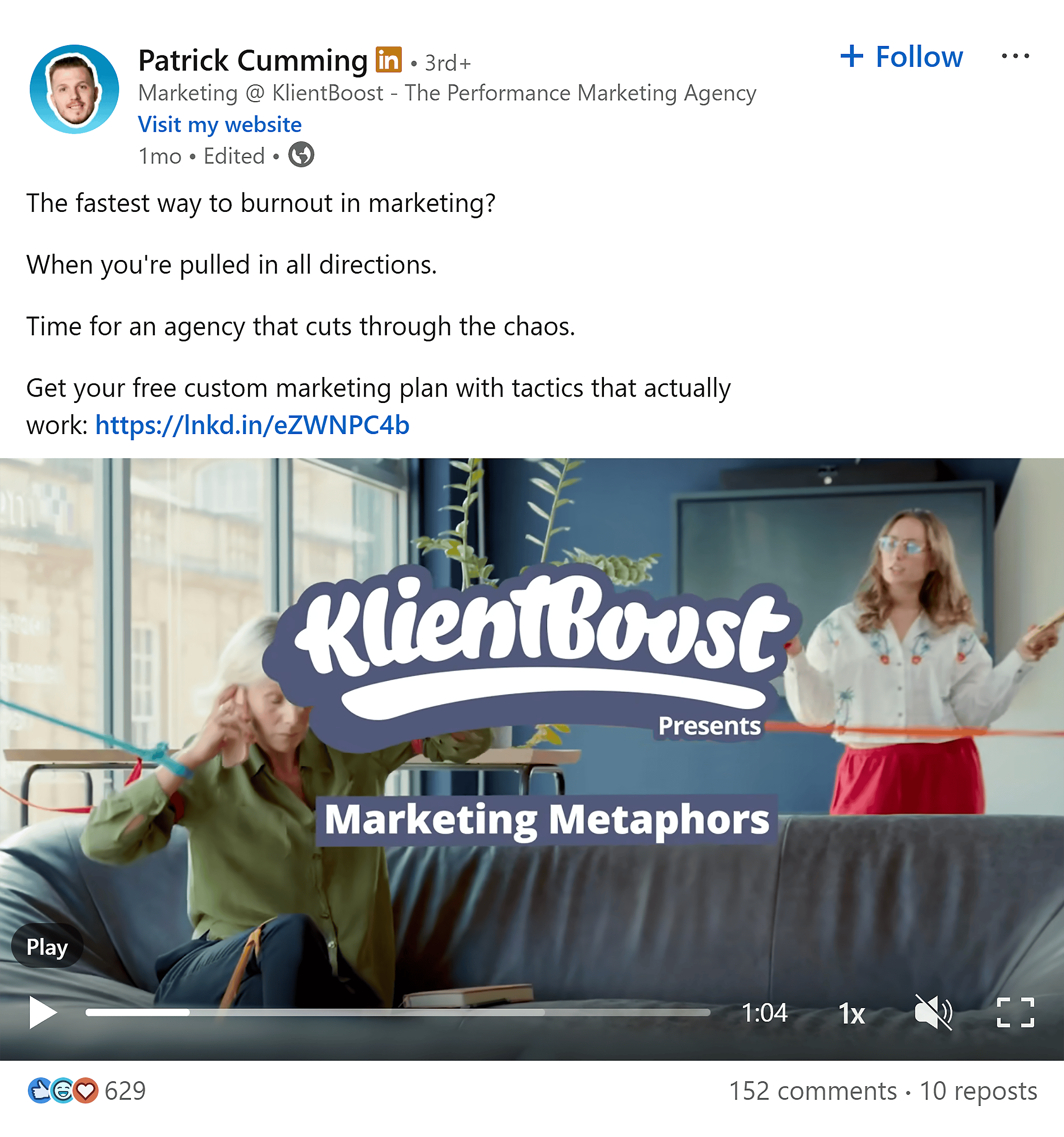 LinkedIn – KlientBoost's video ads