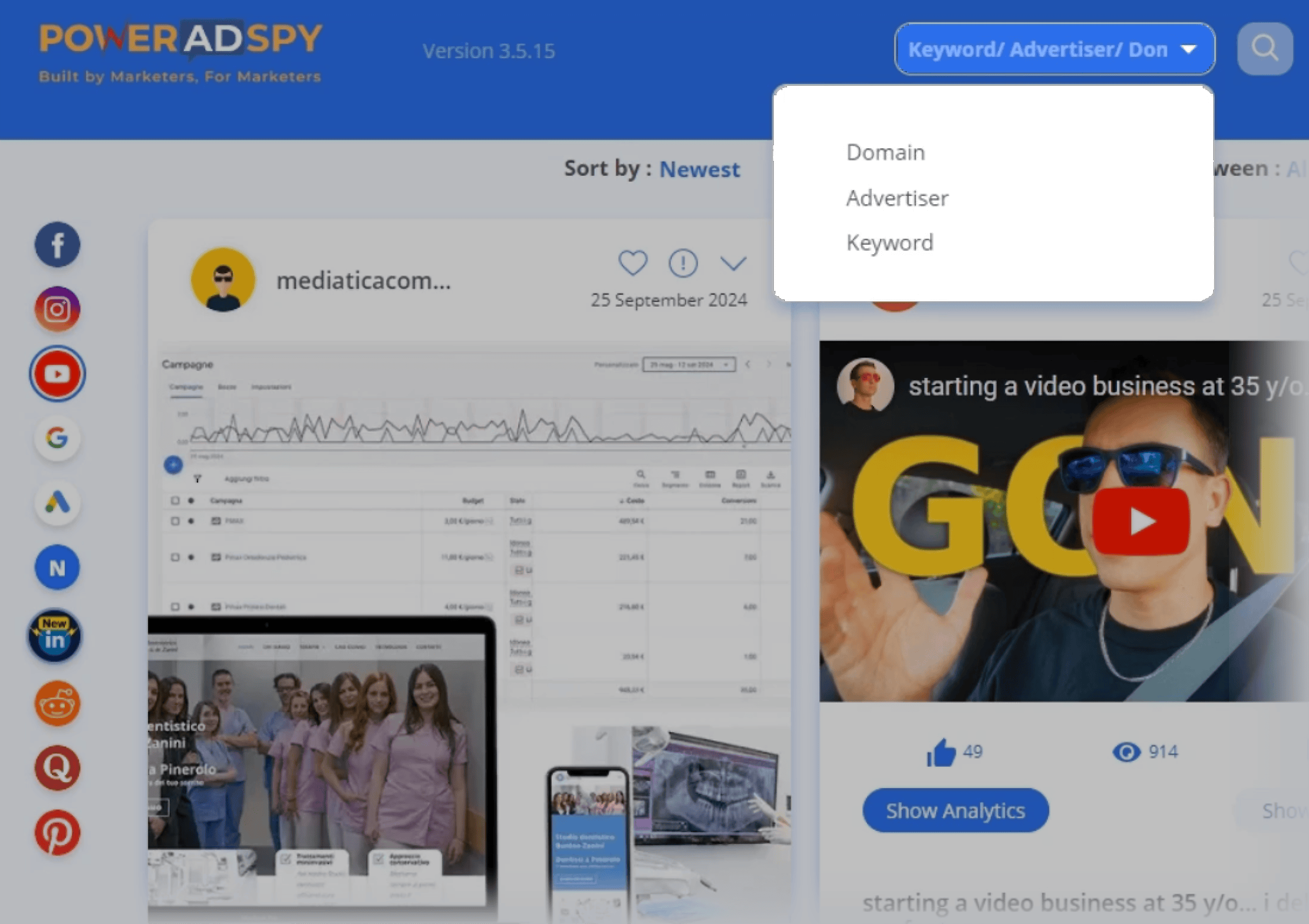 PowerAdSpy – Domain, Advertiser, Keyword – Filter PowerAdSpy – Domain, Advertiser, Keyword – Filter
