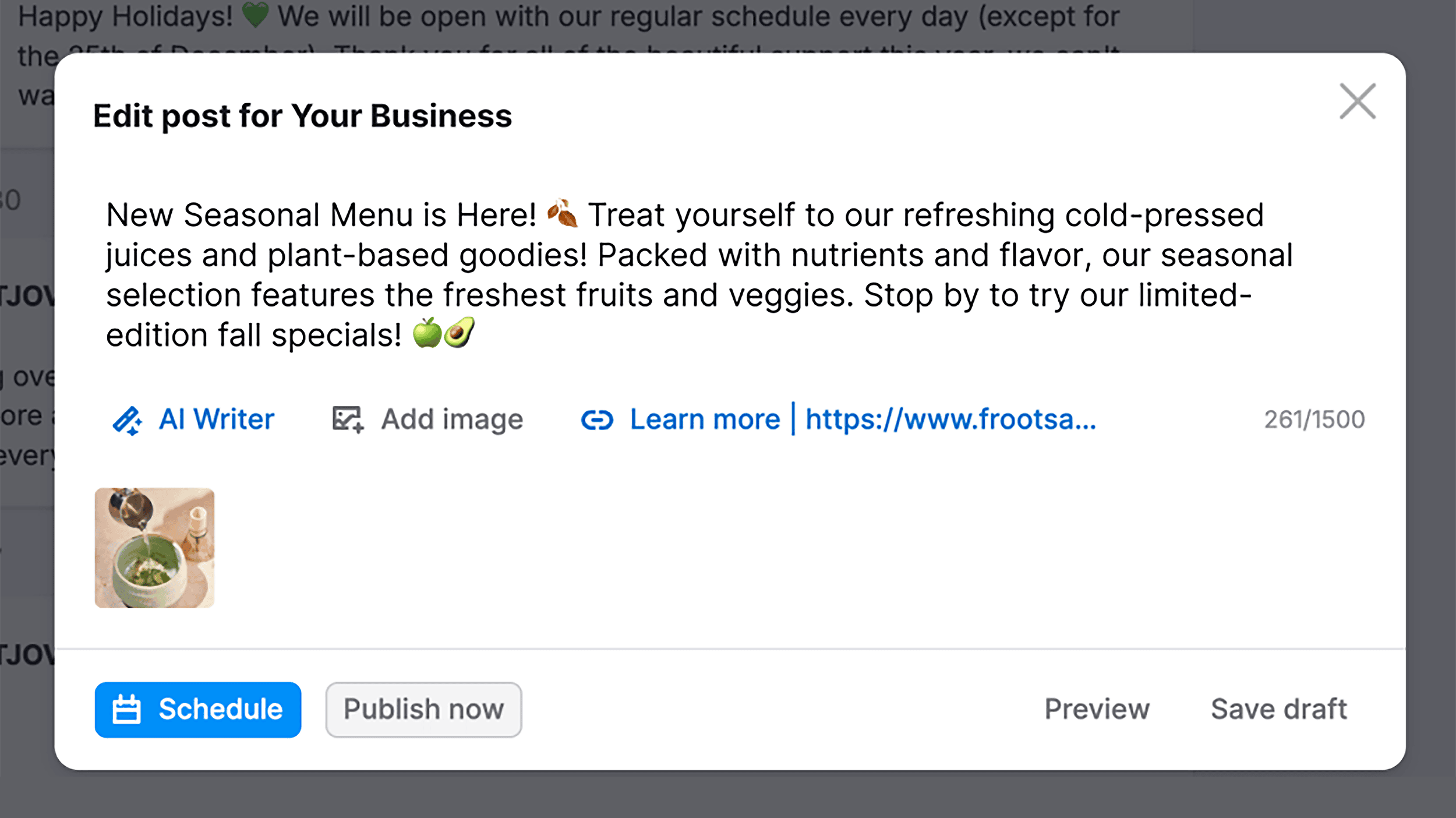 Semrush Local – Edit post for Your Business