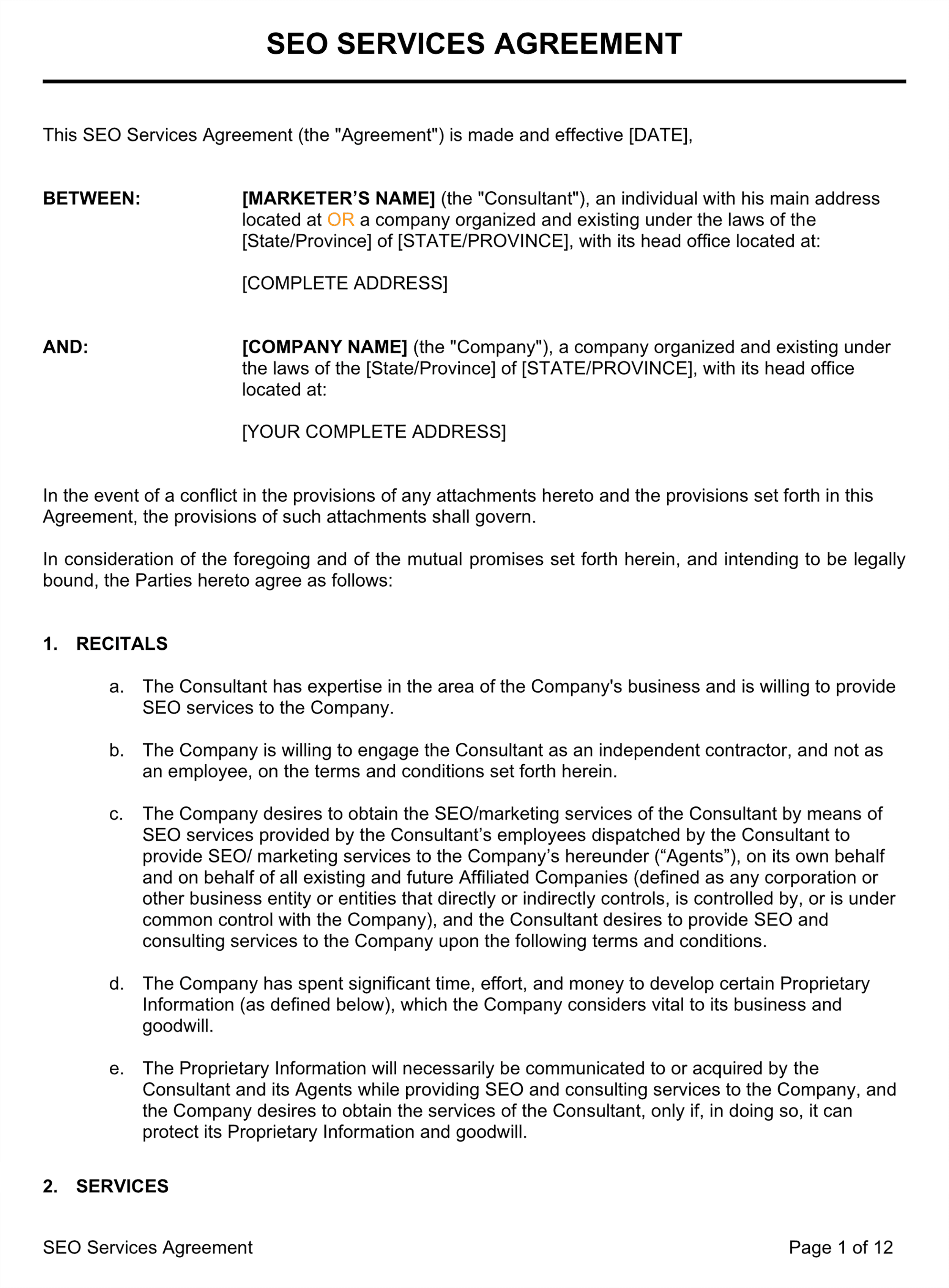 SEO Services Agreement