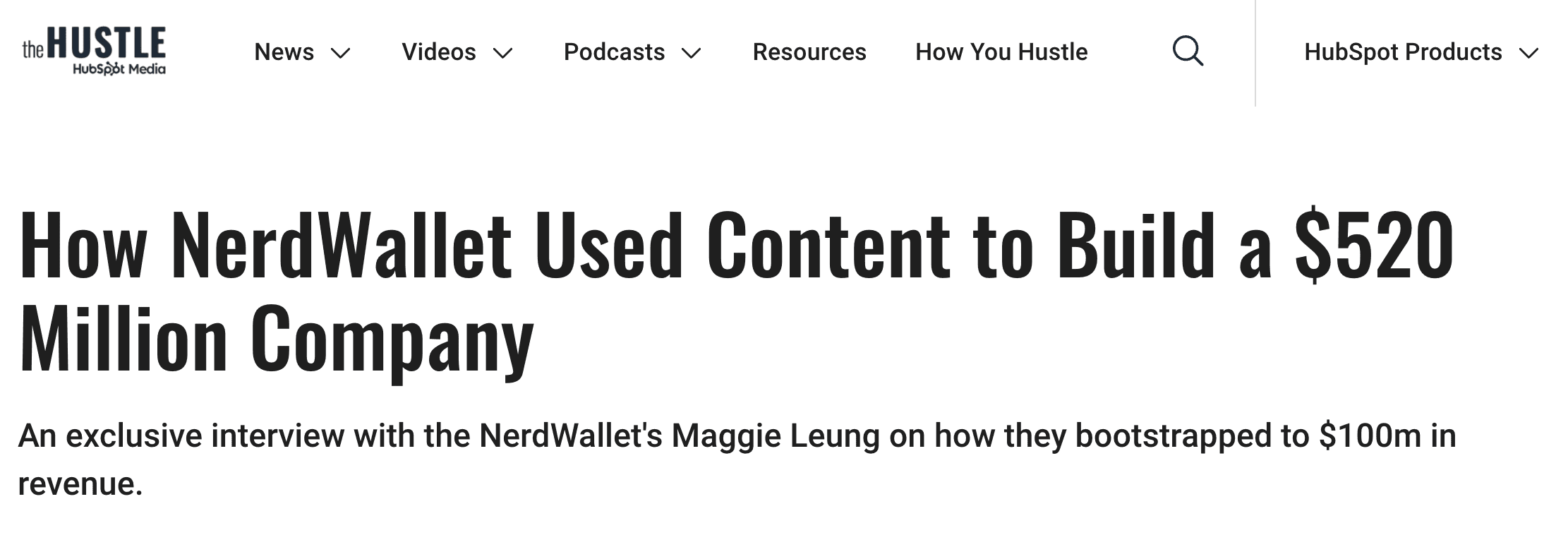 The Hustle article about Nerdwallet