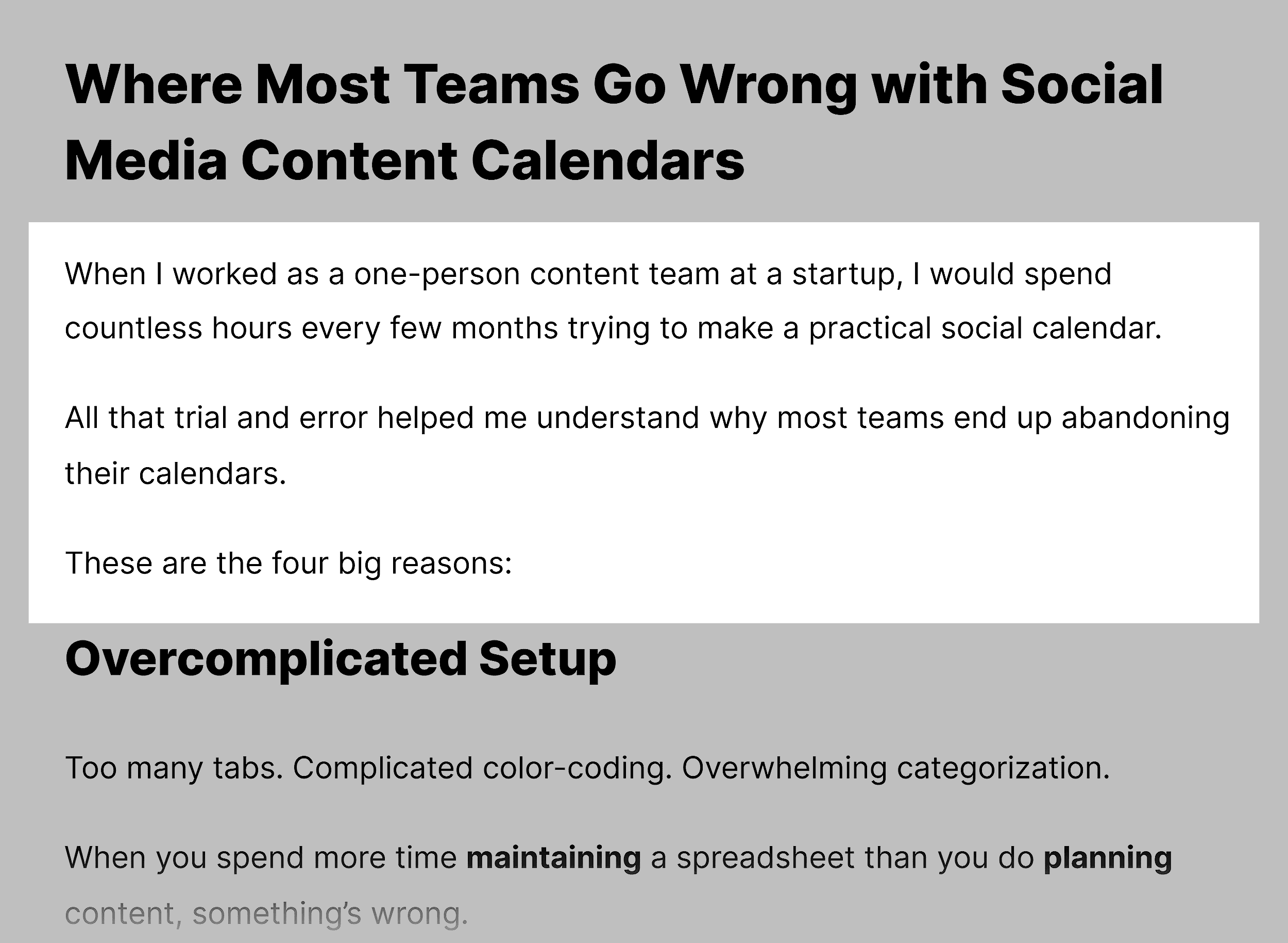Backlinko &ndash; Social Media Calendar &ndash; Shared struggles