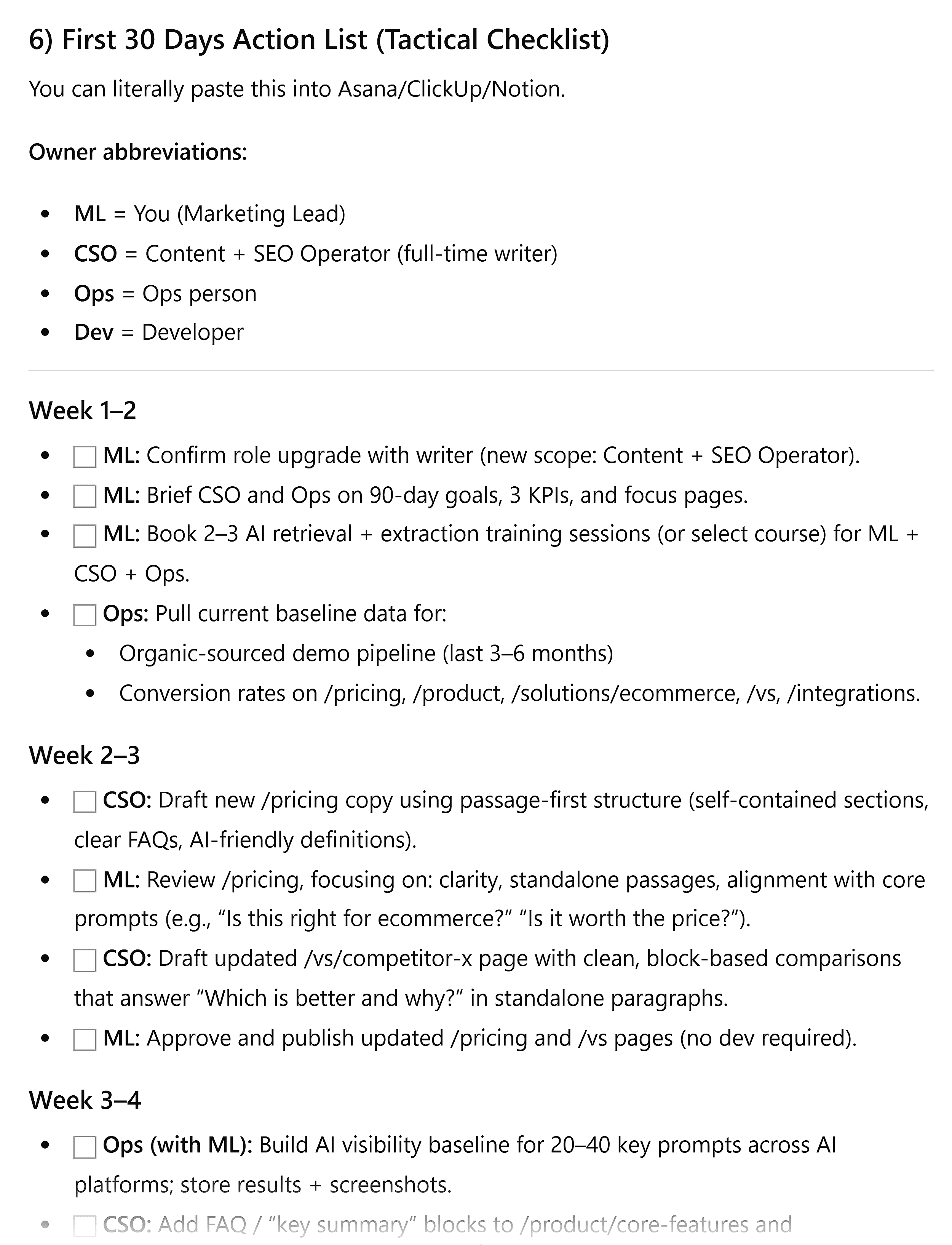 ChatGPT – 30-day Checklist