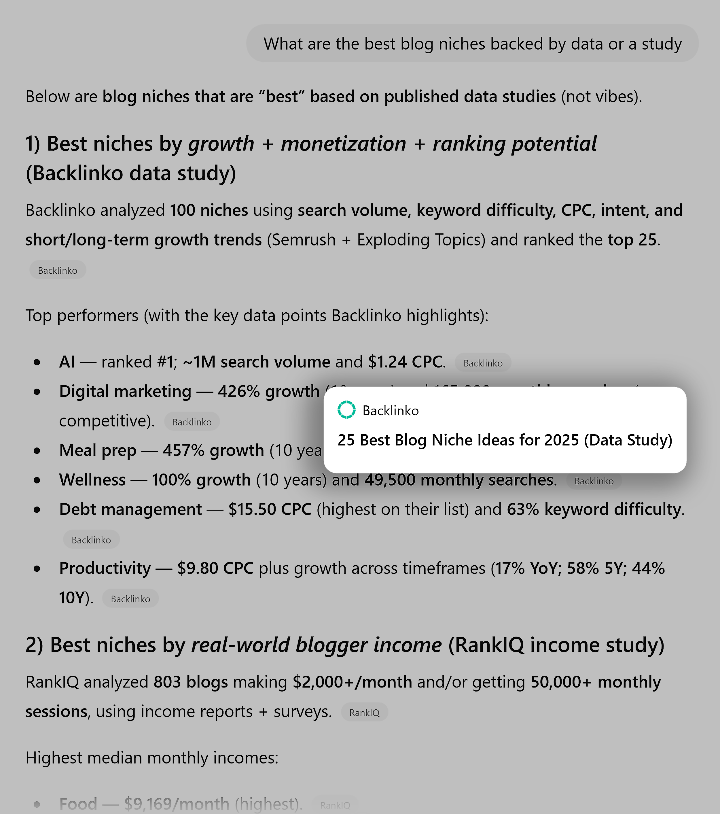 ChatGPT &ndash; Best blog niches backed by data