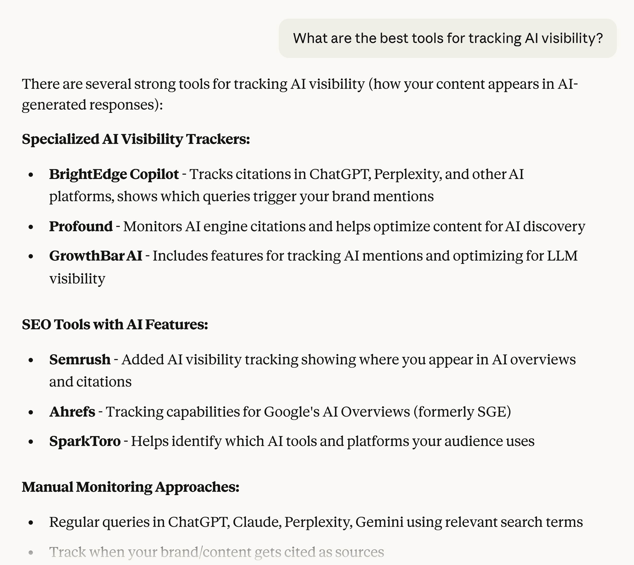 Claude &ndash; Best tools for tracking AI visibility