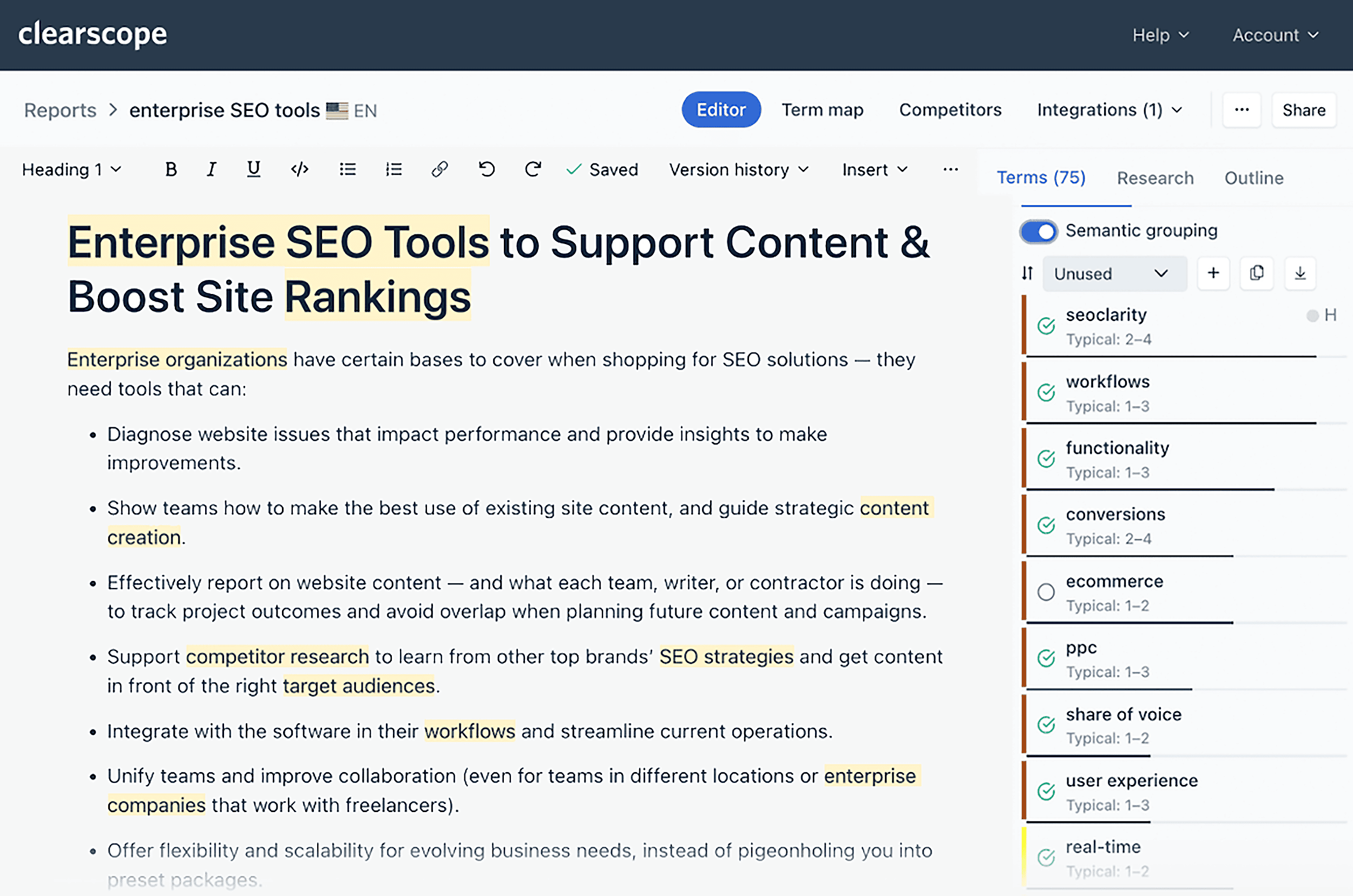 Clearscope &ndash; Example