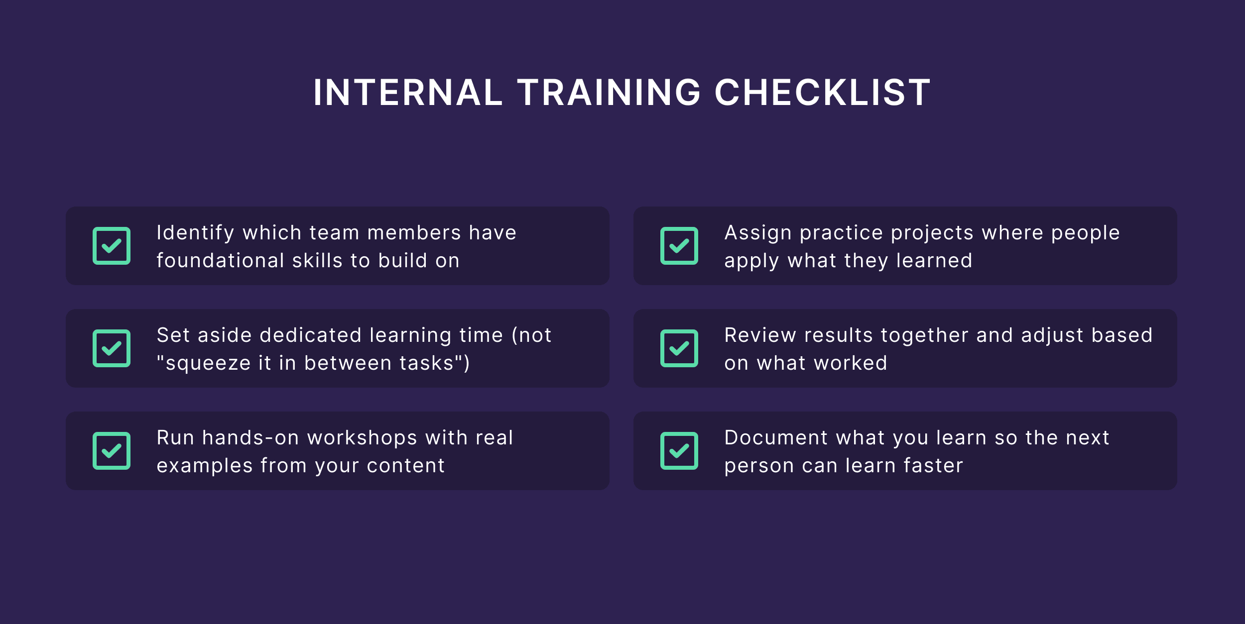 Internal Training Checklist