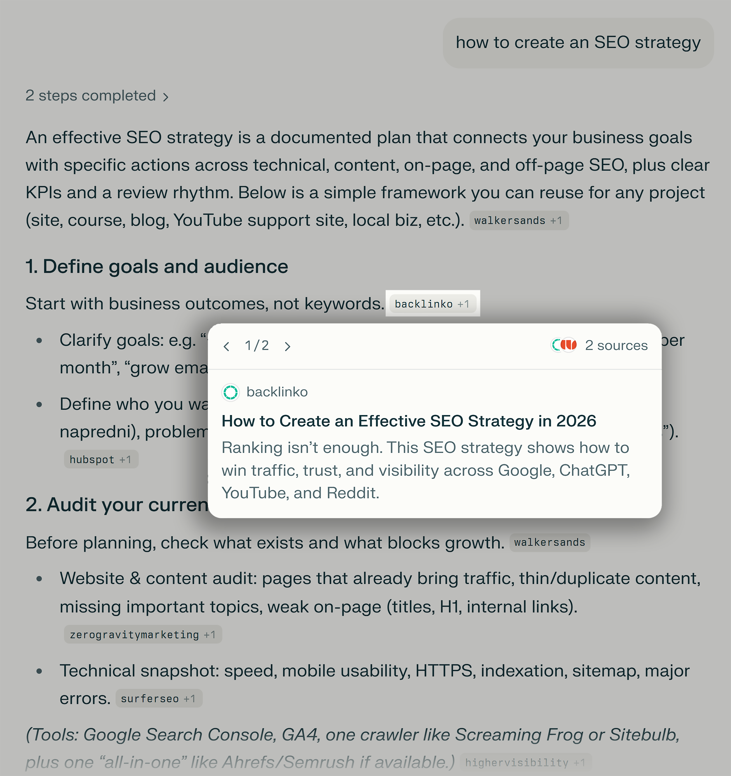 Perplexity &ndash; How to create an SEO strategy