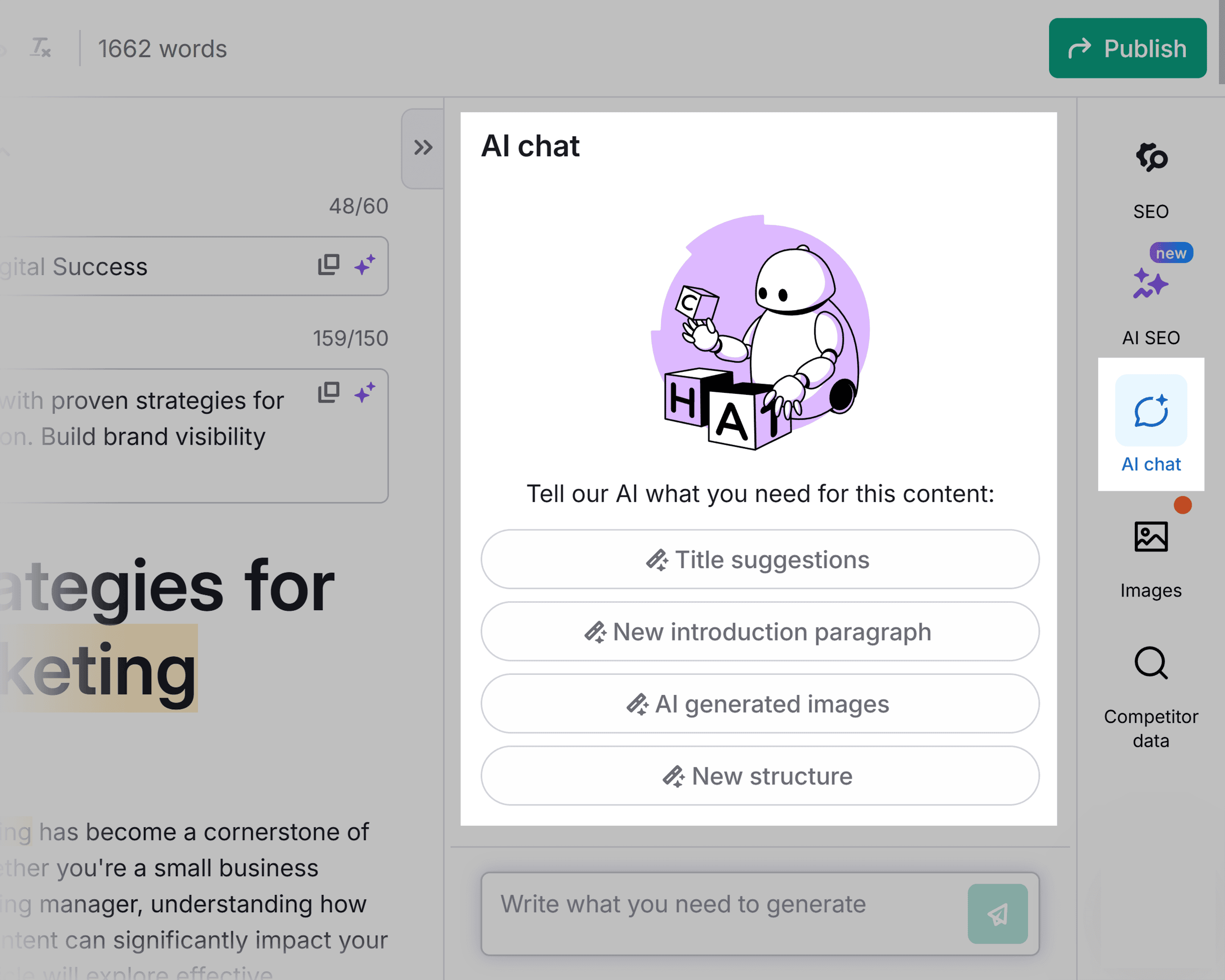 Semrush – Content Optimizer – Built in AI Assistant