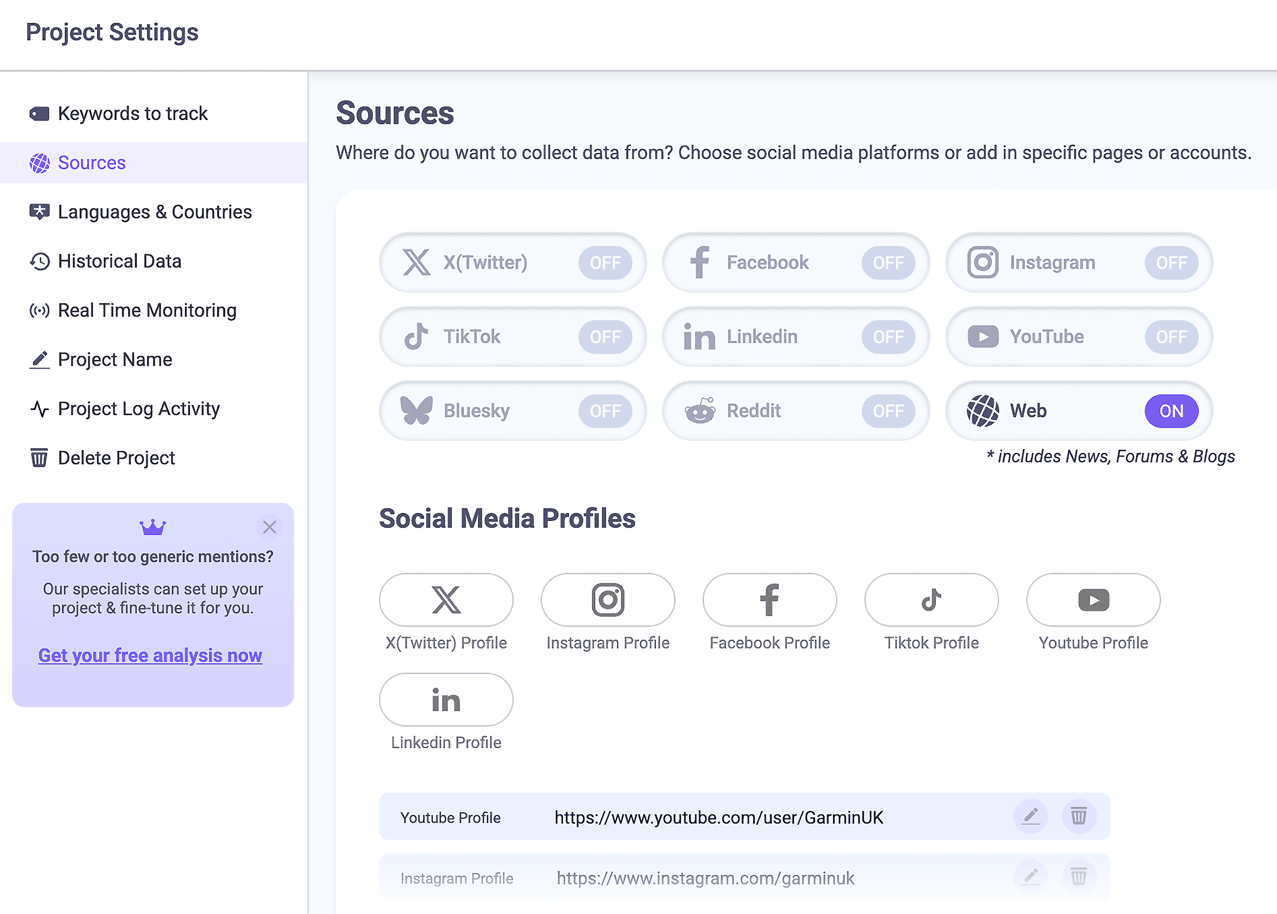 BrandMentions – Settings BrandMentions – Settings