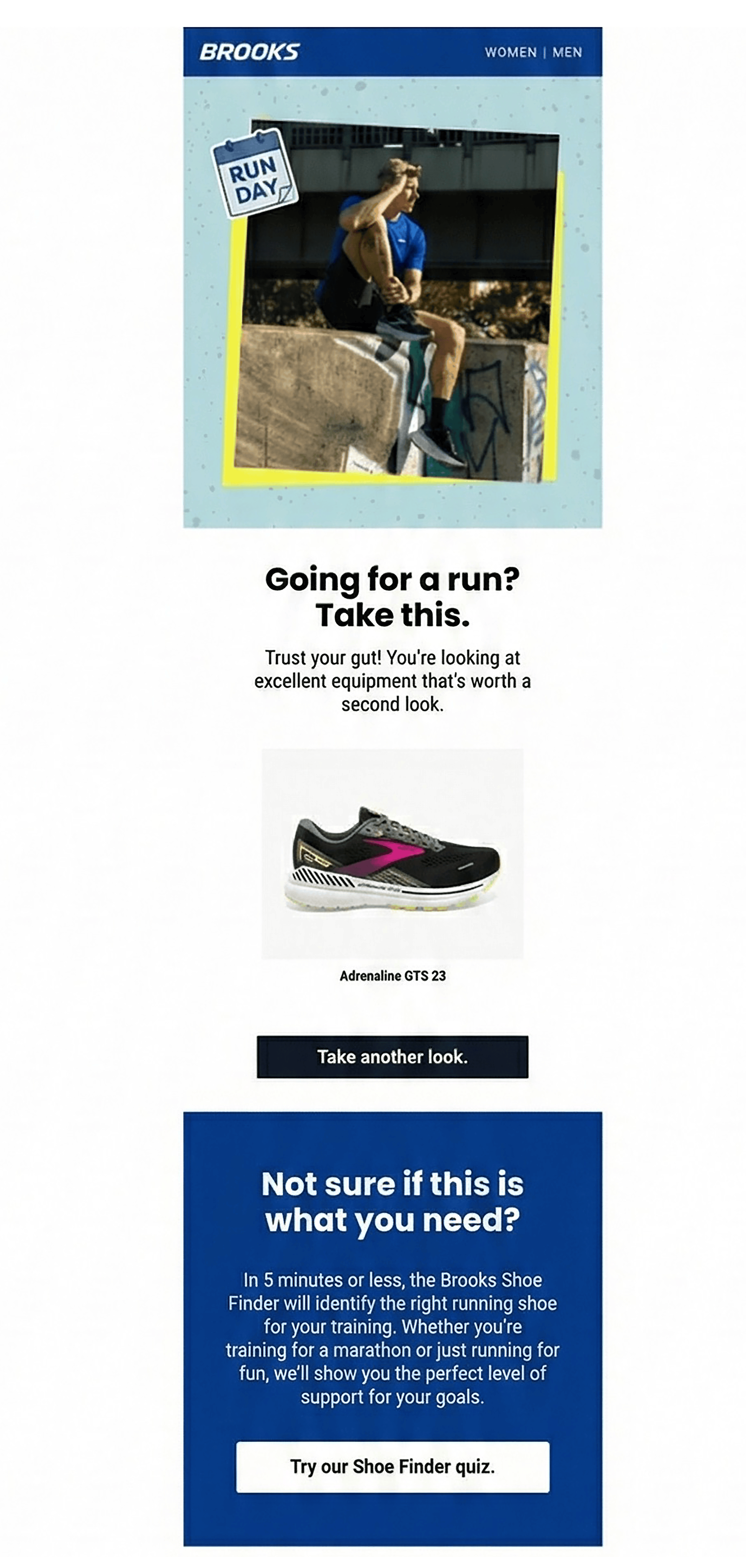 Brooks email after visiting their product page Brooks email after visiting their product page