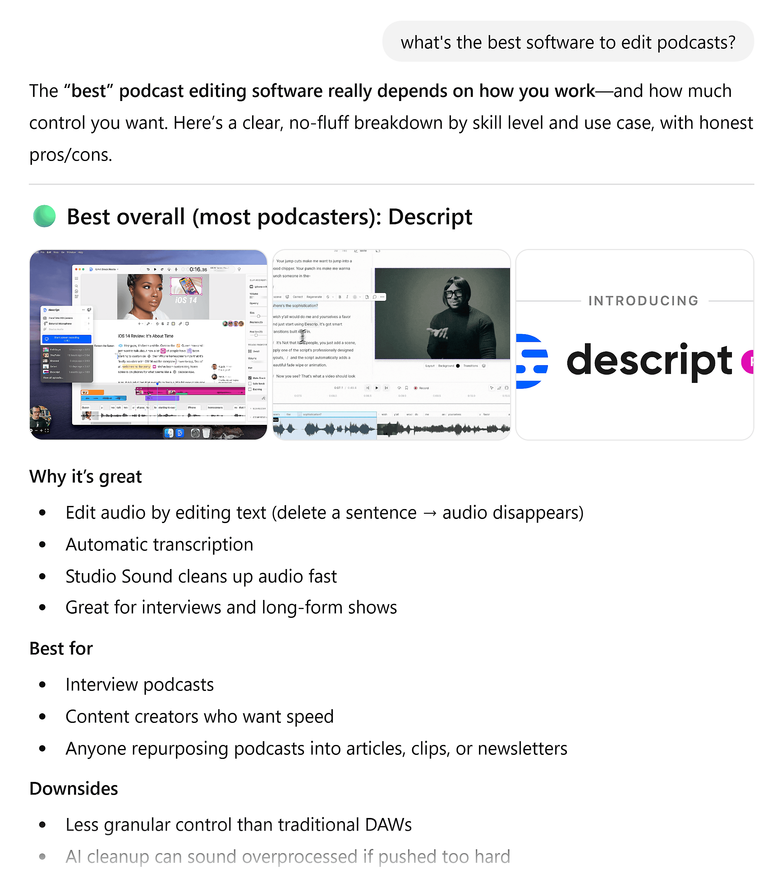 ChatGPT – Best software to edit podcasts ChatGPT – Best software to edit podcasts