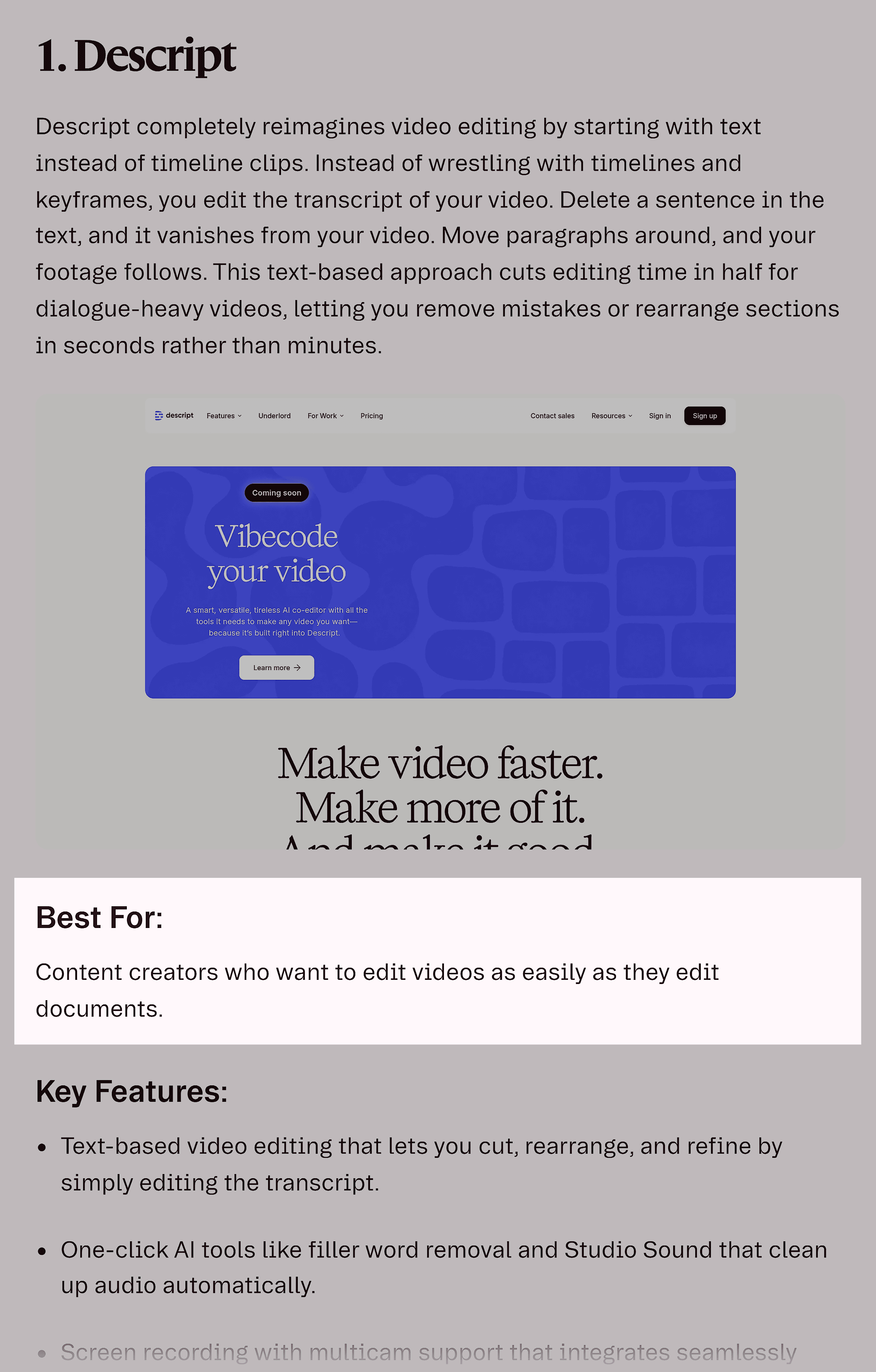 Descript – Best For Descript – Best For